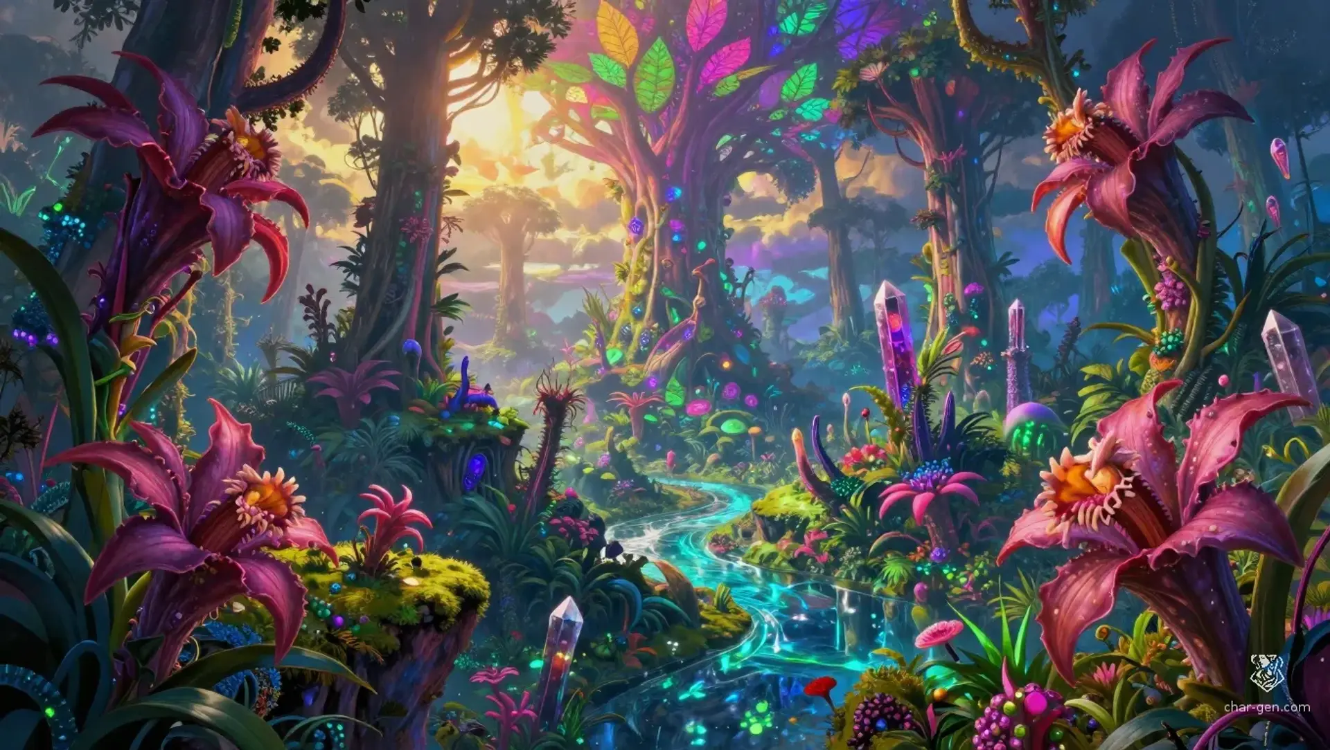 The Blossoming Horror - AI-generated fantasy Region