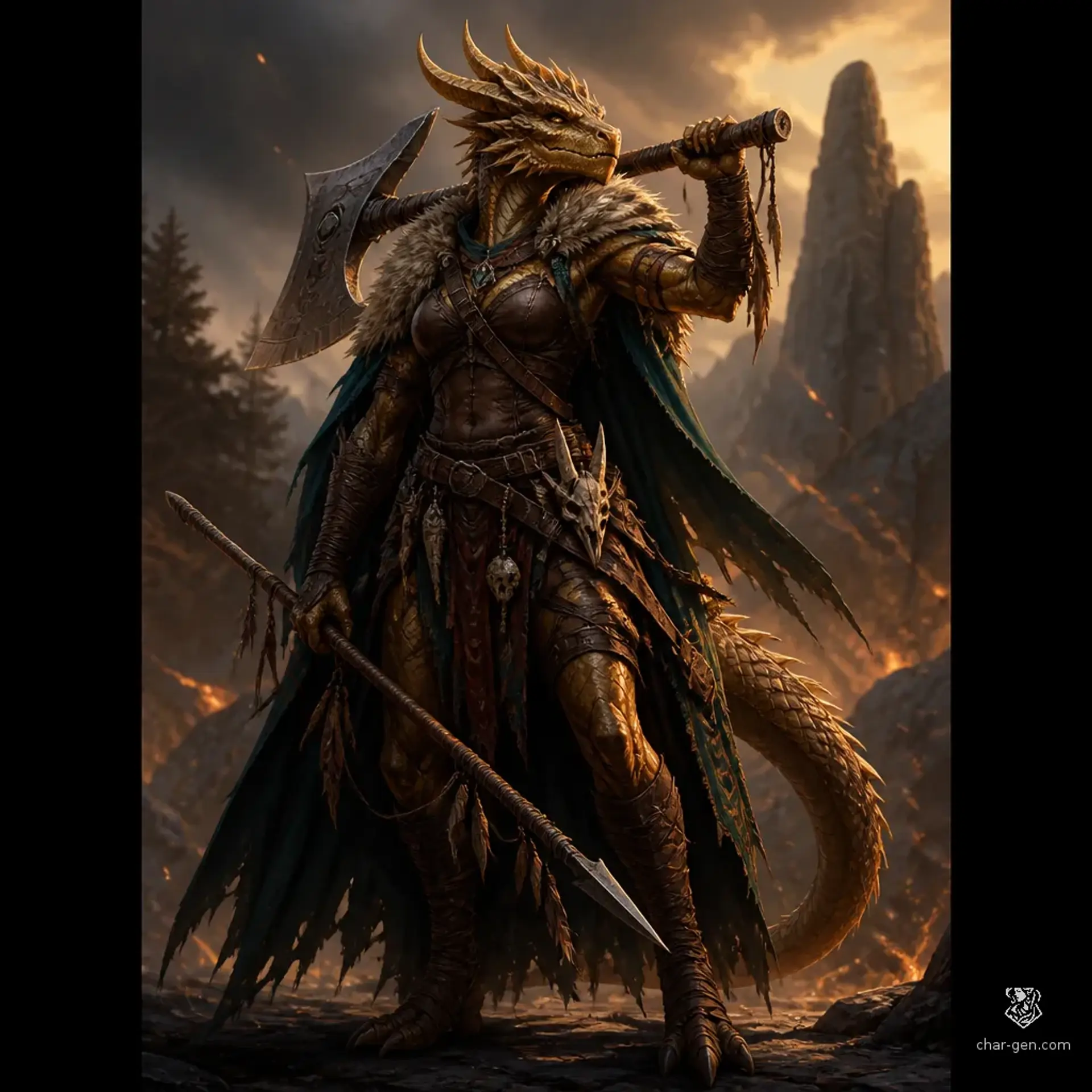 Khelaris Ashscale - AI-generated fantasy Character