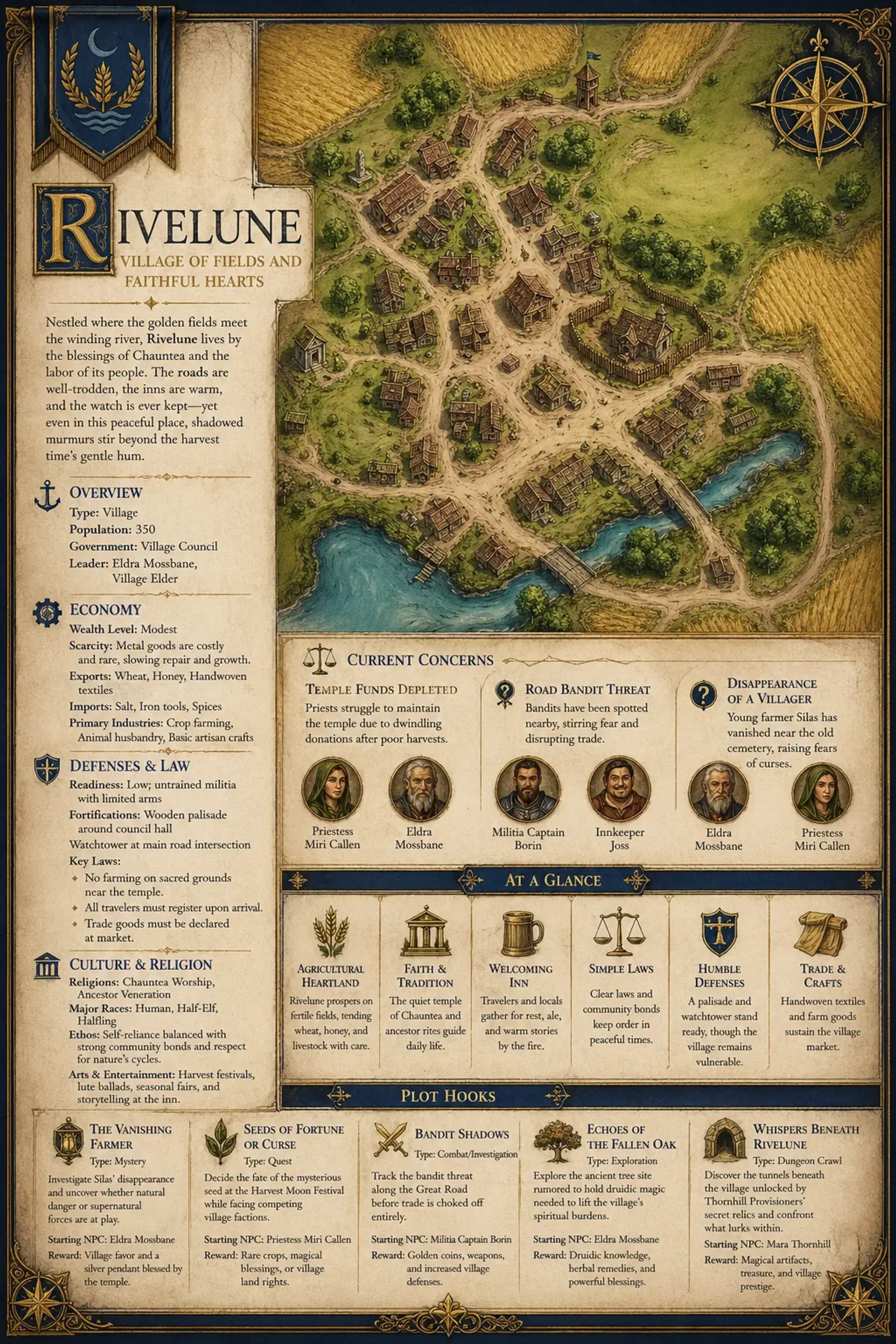 Rivelune - AI-generated fantasy Settlement