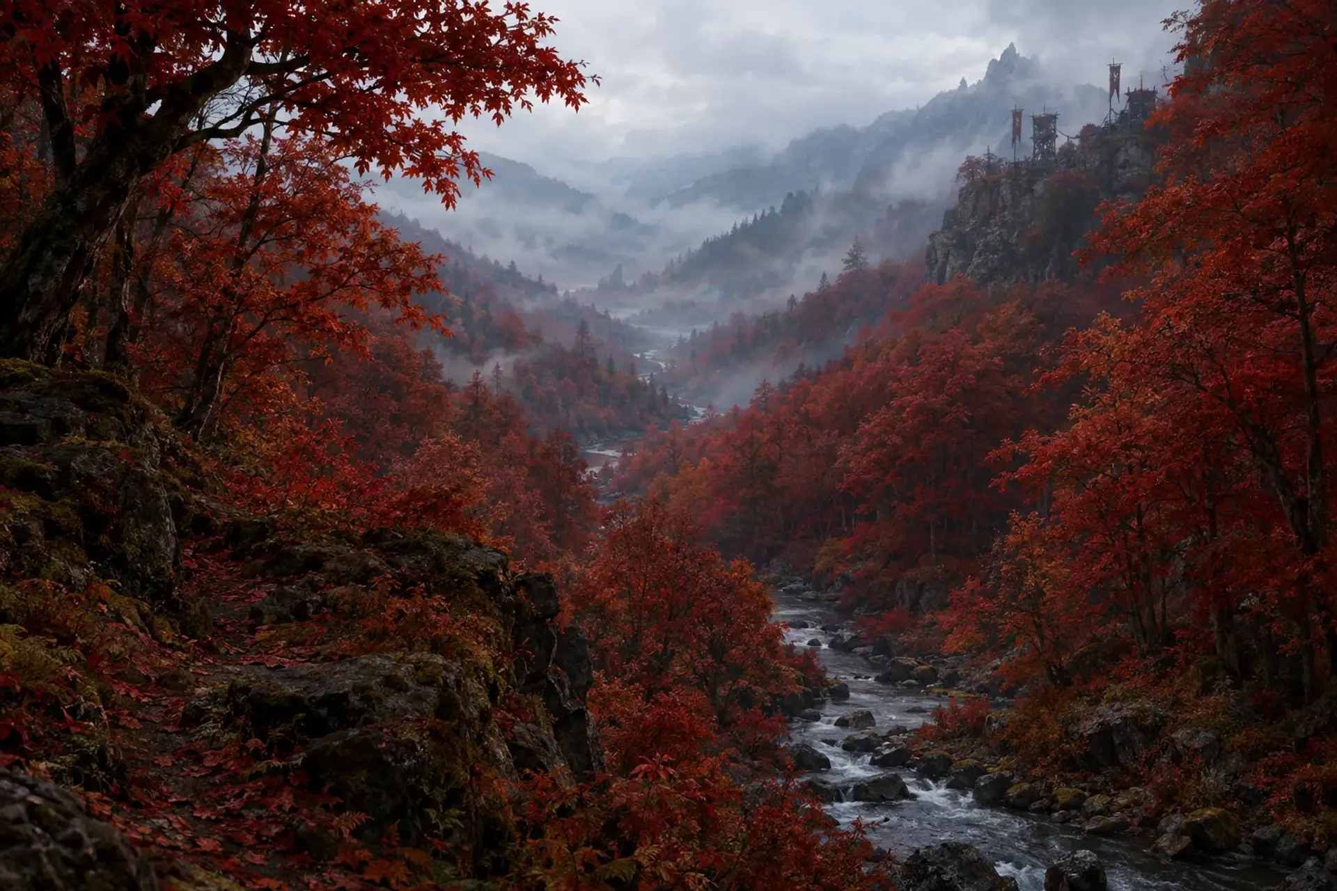 Bloodleaf Valley - AI-generated fantasy Region