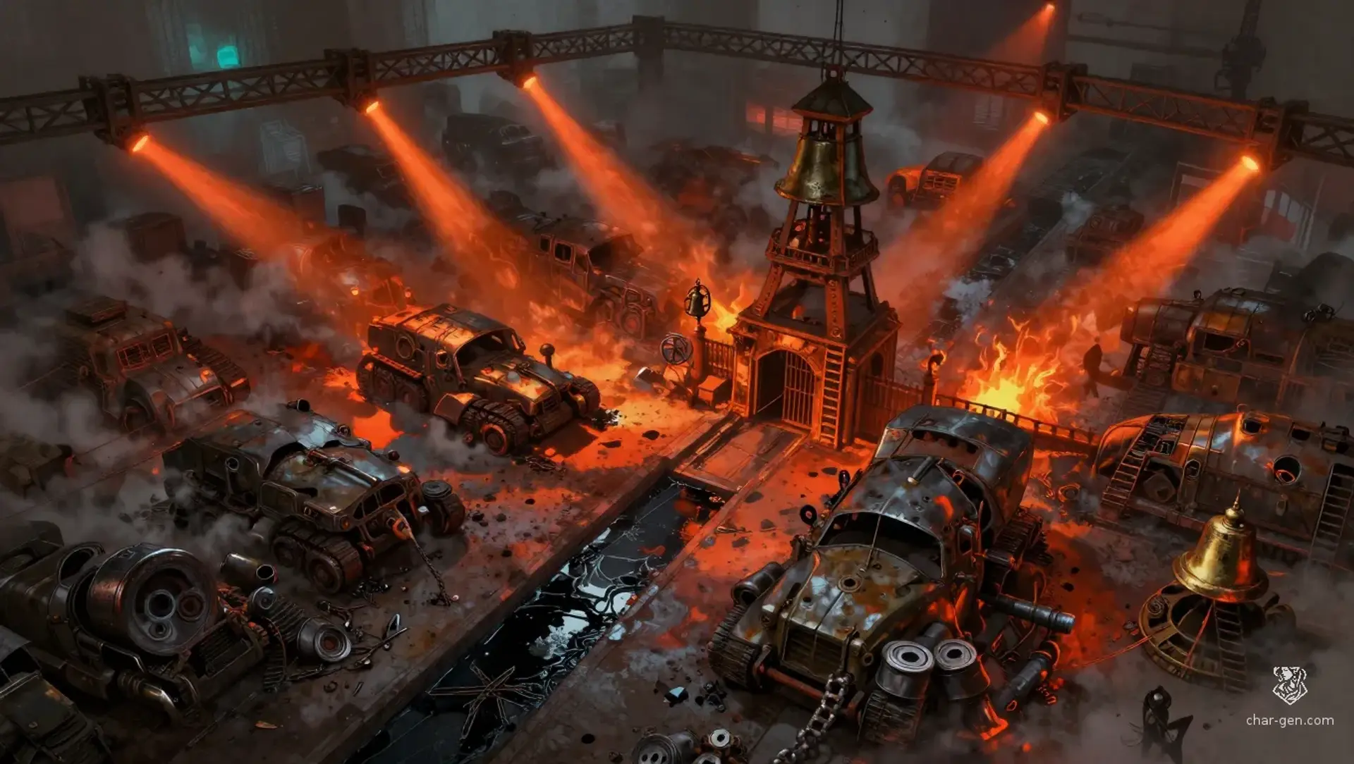Cross the Red Wrench Perimeter Before the Gate Seals - AI-generated fantasy Encounter