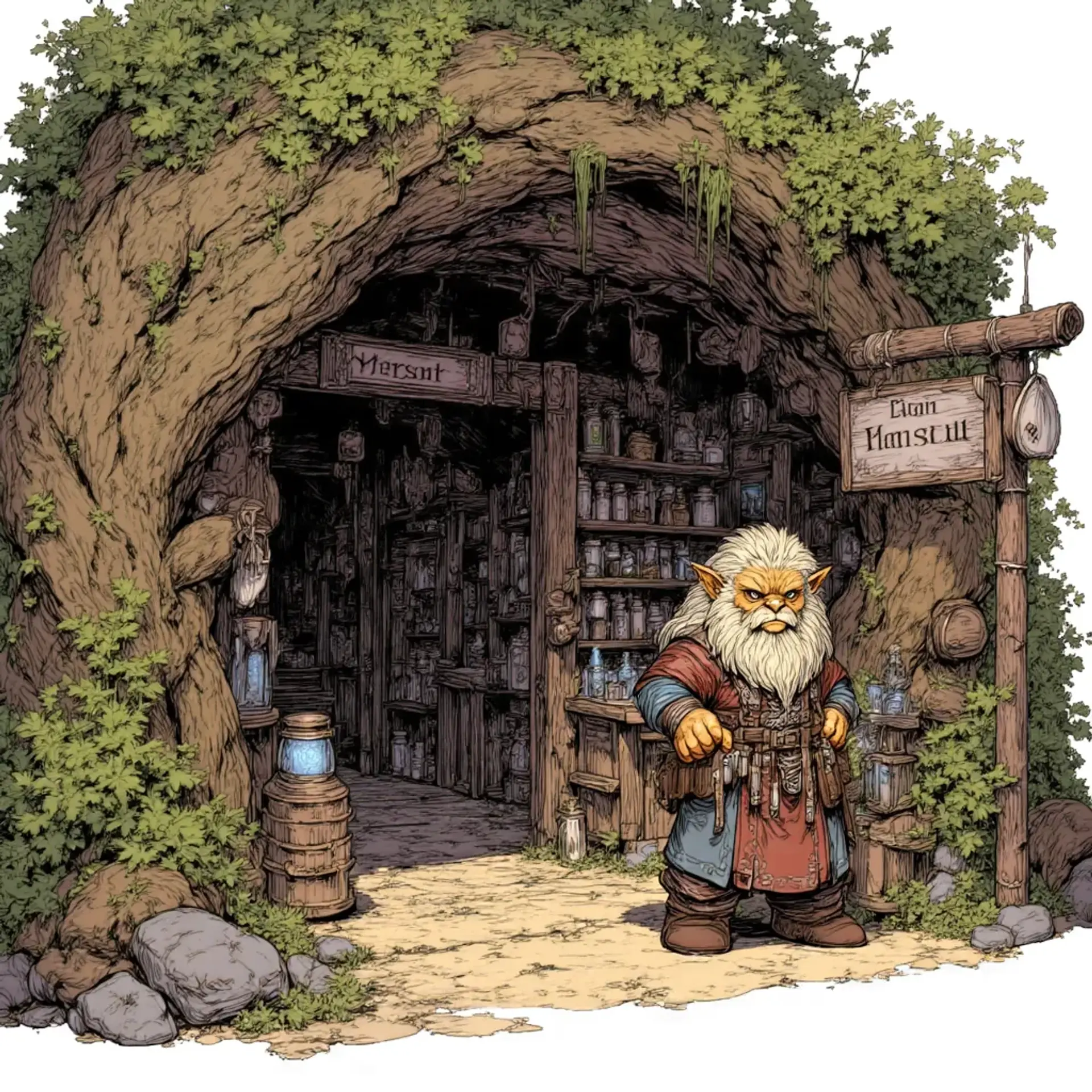 Deep Roots: Herbals and Alchemical Boutique - AI-generated fantasy Shop