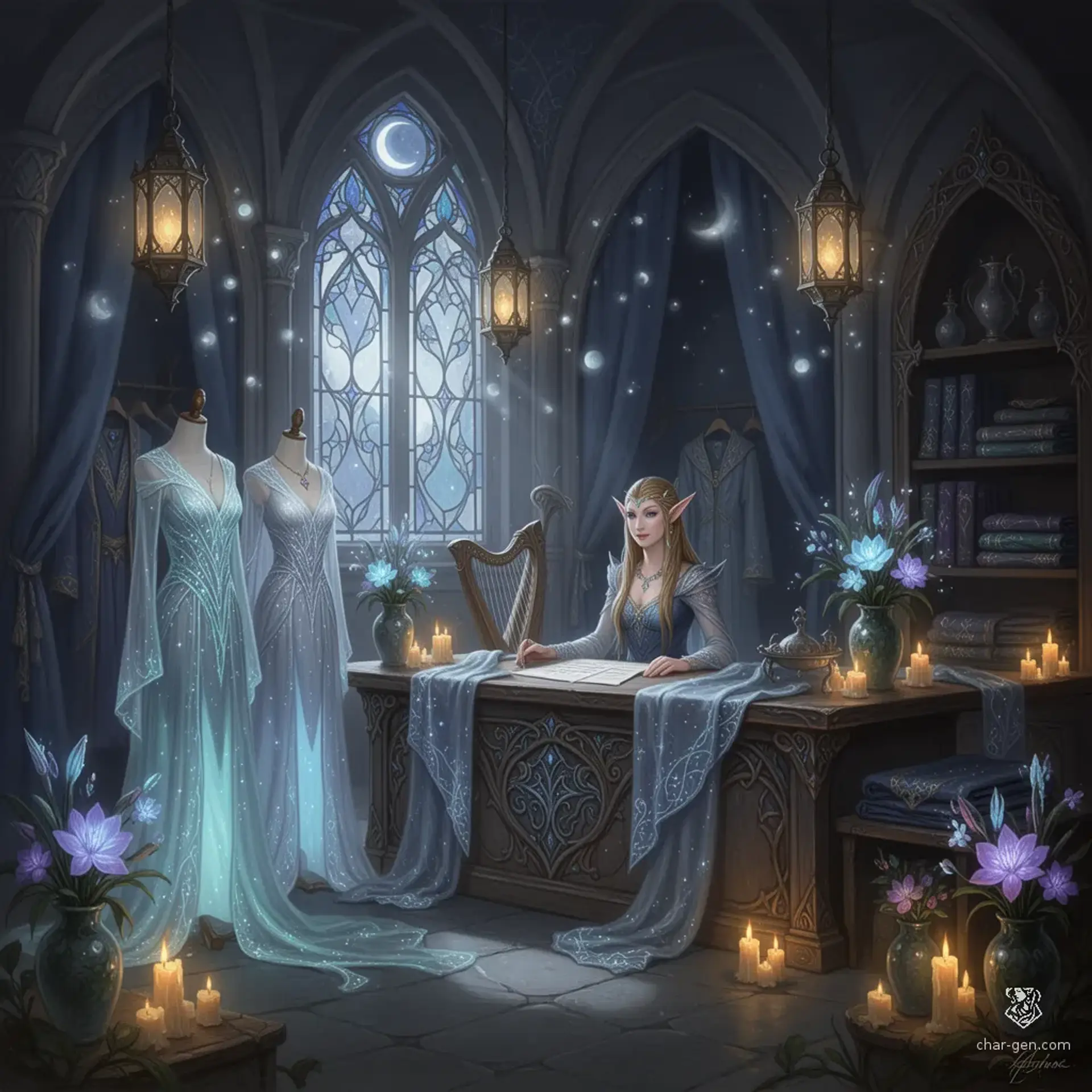 Seren's Moonlit Silks - AI-generated fantasy Shop