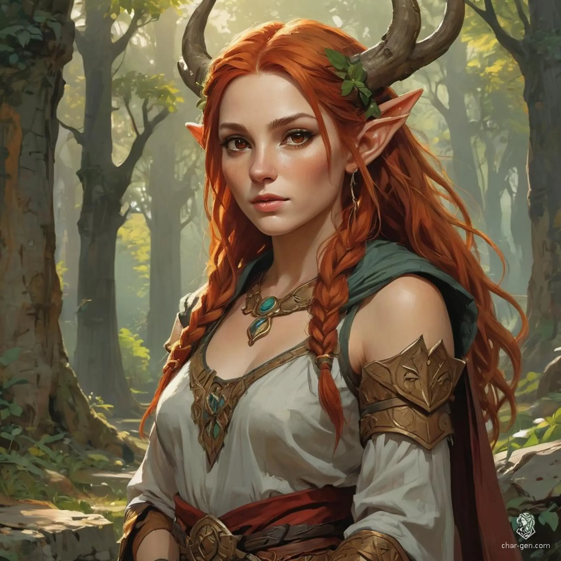 Keyleth, a 17-year-old female Half-Elf druid of the Ashari tribe, with fair skin and bold cherry-red hair, commands natural and animal magics. Raised in the Air tribe and extremely wise but lacking other attributes, she embarks on the Aramente to prove her worthiness as a future headmaster.