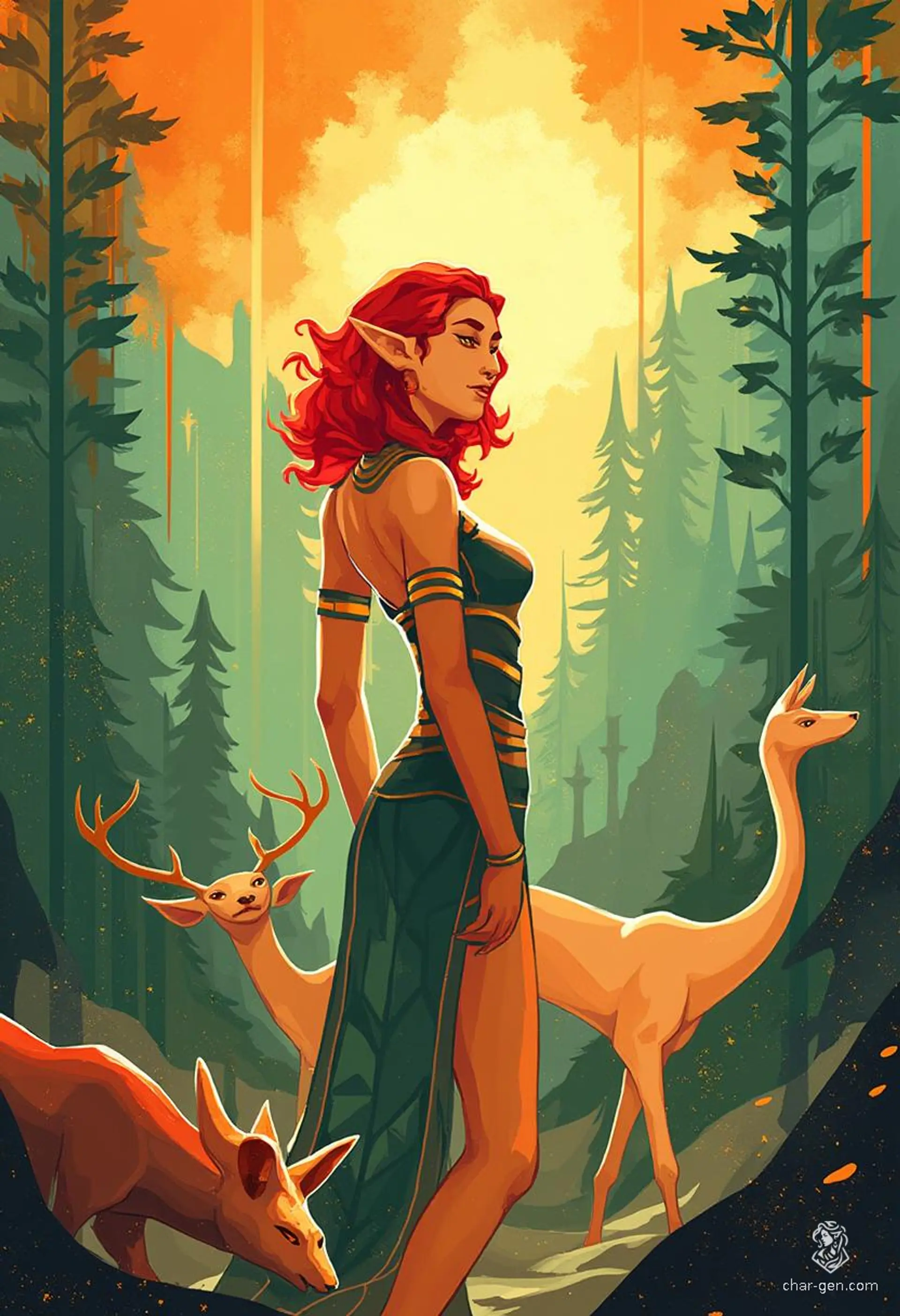 Keyleth, a socially awkward half-elven druid of the Ashari tribe, wields profound wisdom despite her petite stature. With bold cherry-red hair and earthy animal companions, she masters air manipulation and beast shaping, embarking on a journey to prove her leadership among Tal’Dorei's elemental realms.