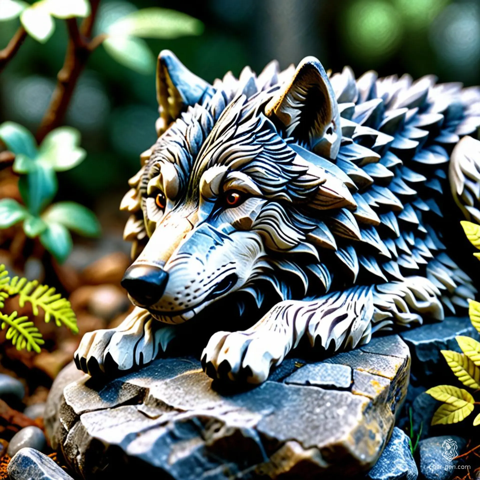 The Stone Wolf is a mesmerizing figurine crafted from ancient stone, capturing the essence of a serene wolf in slumber. Said to protect dreamers, it absorbs nightmares and transforms them into peaceful visions, ensuring restful nights and inspiring courage for those who seek its tranquil presence.