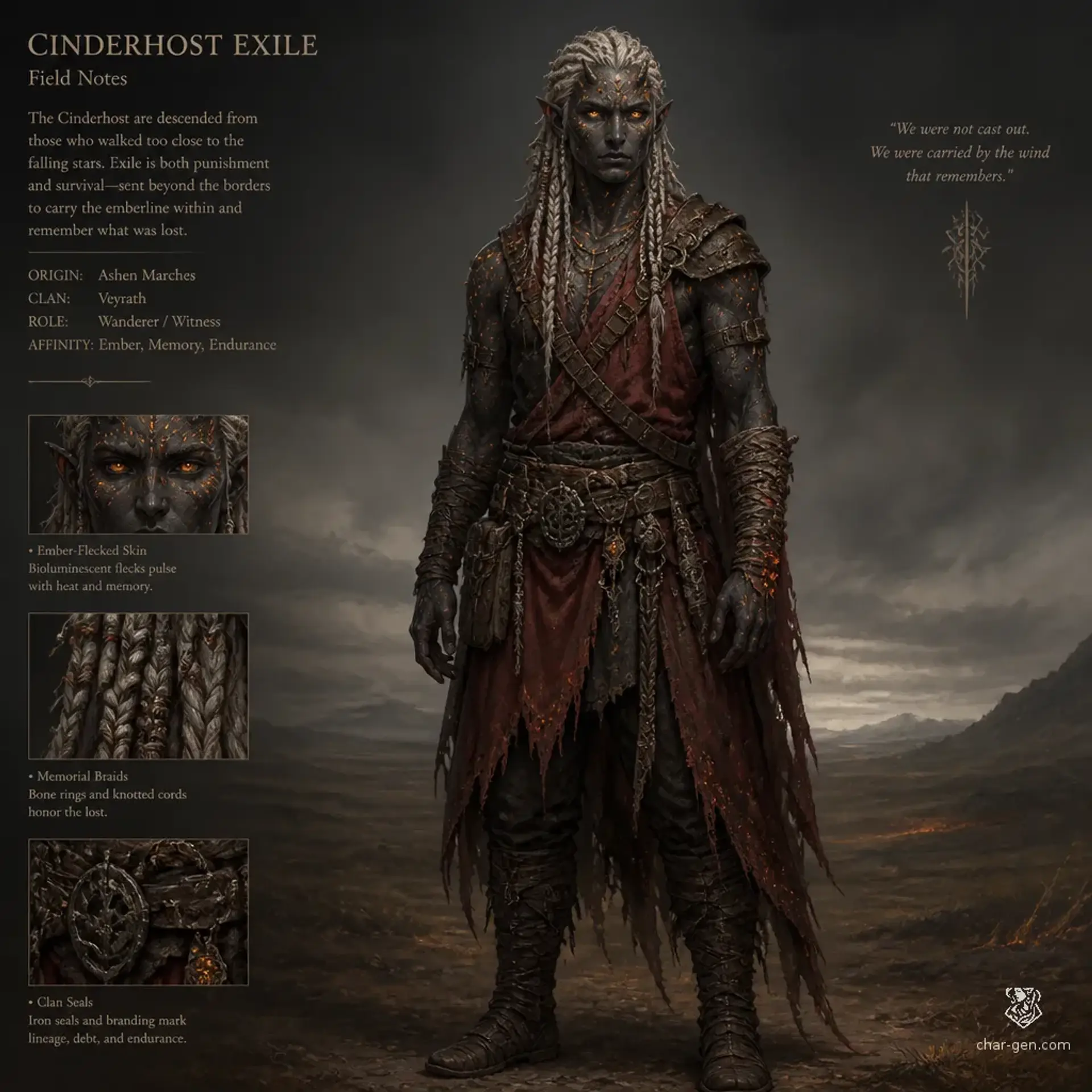Cinderhost Exiles - AI-generated fantasy Species