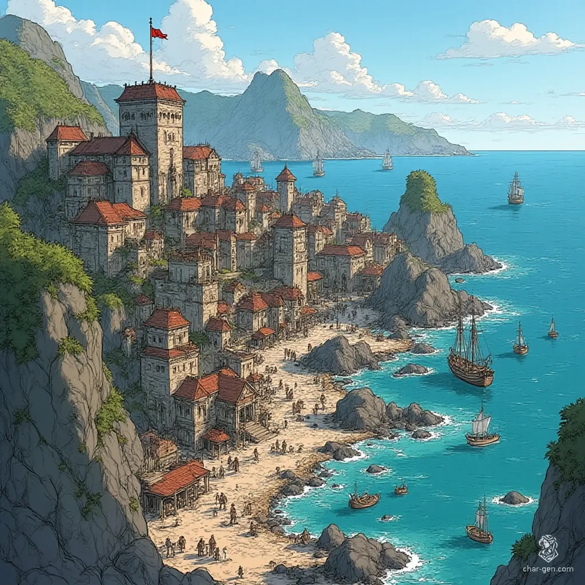 Saltport - AI-generated fantasy Settlement