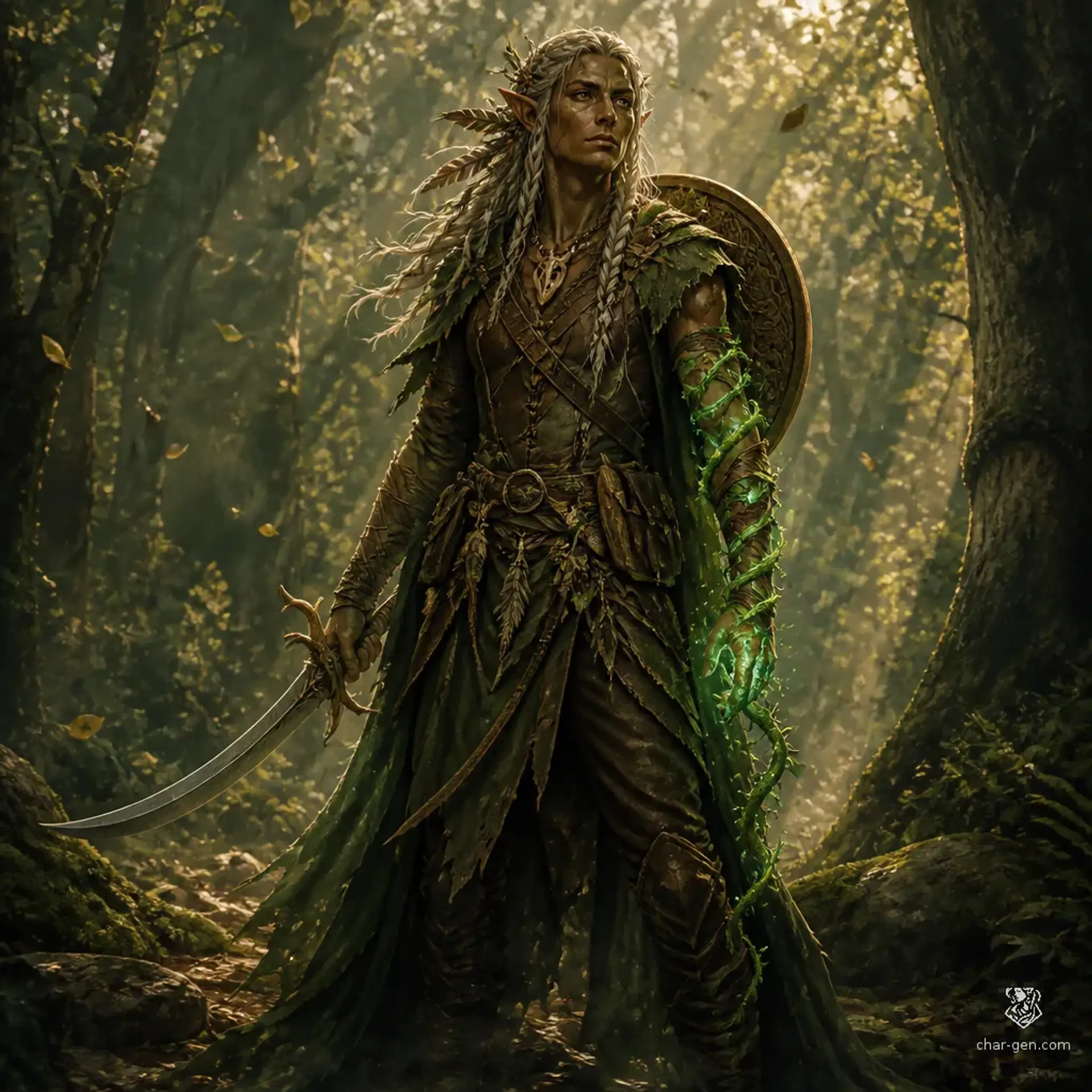 Thorn of the Quiet Grove - AI-generated fantasy Character