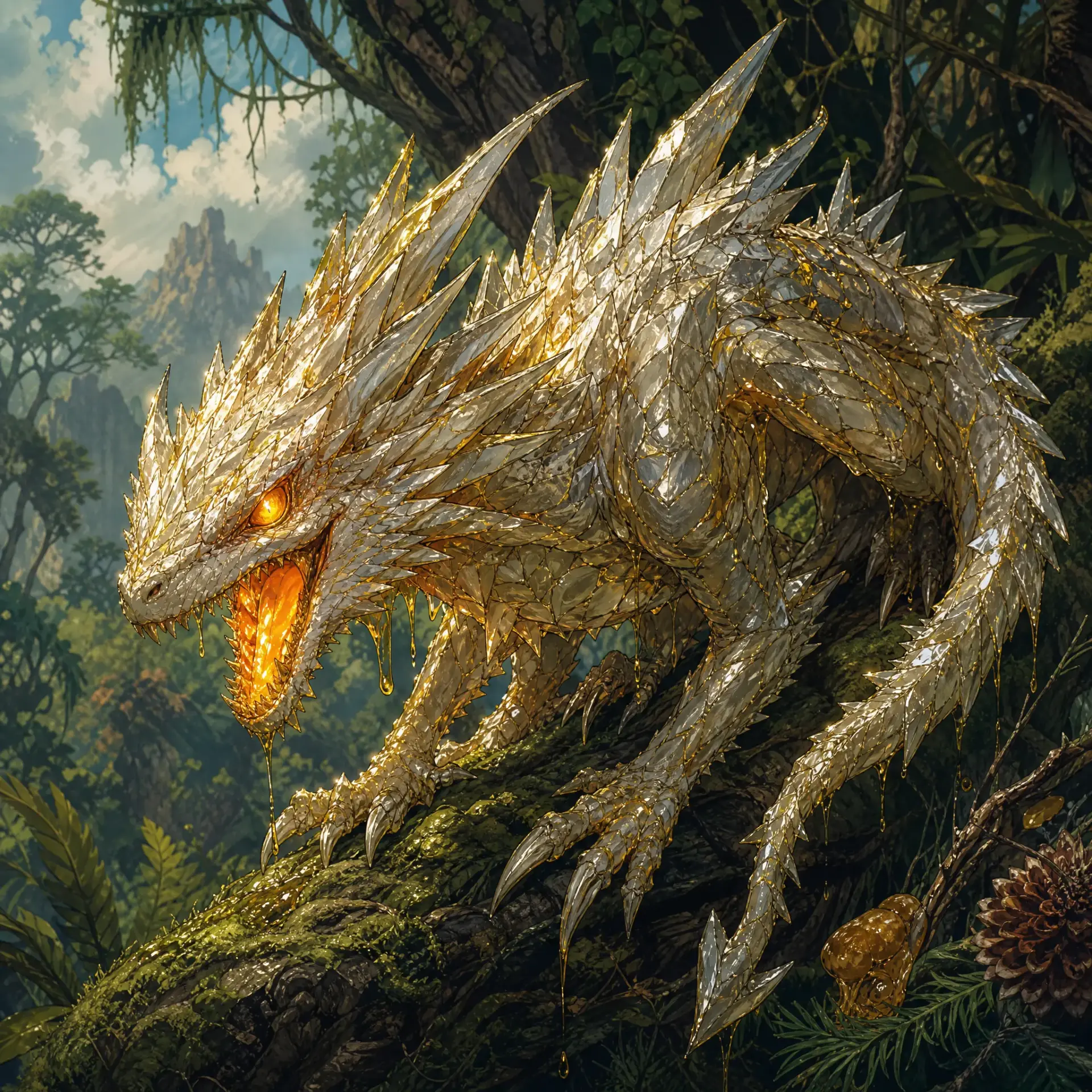 Amber-Core Crystal Drake - AI-generated fantasy Monster