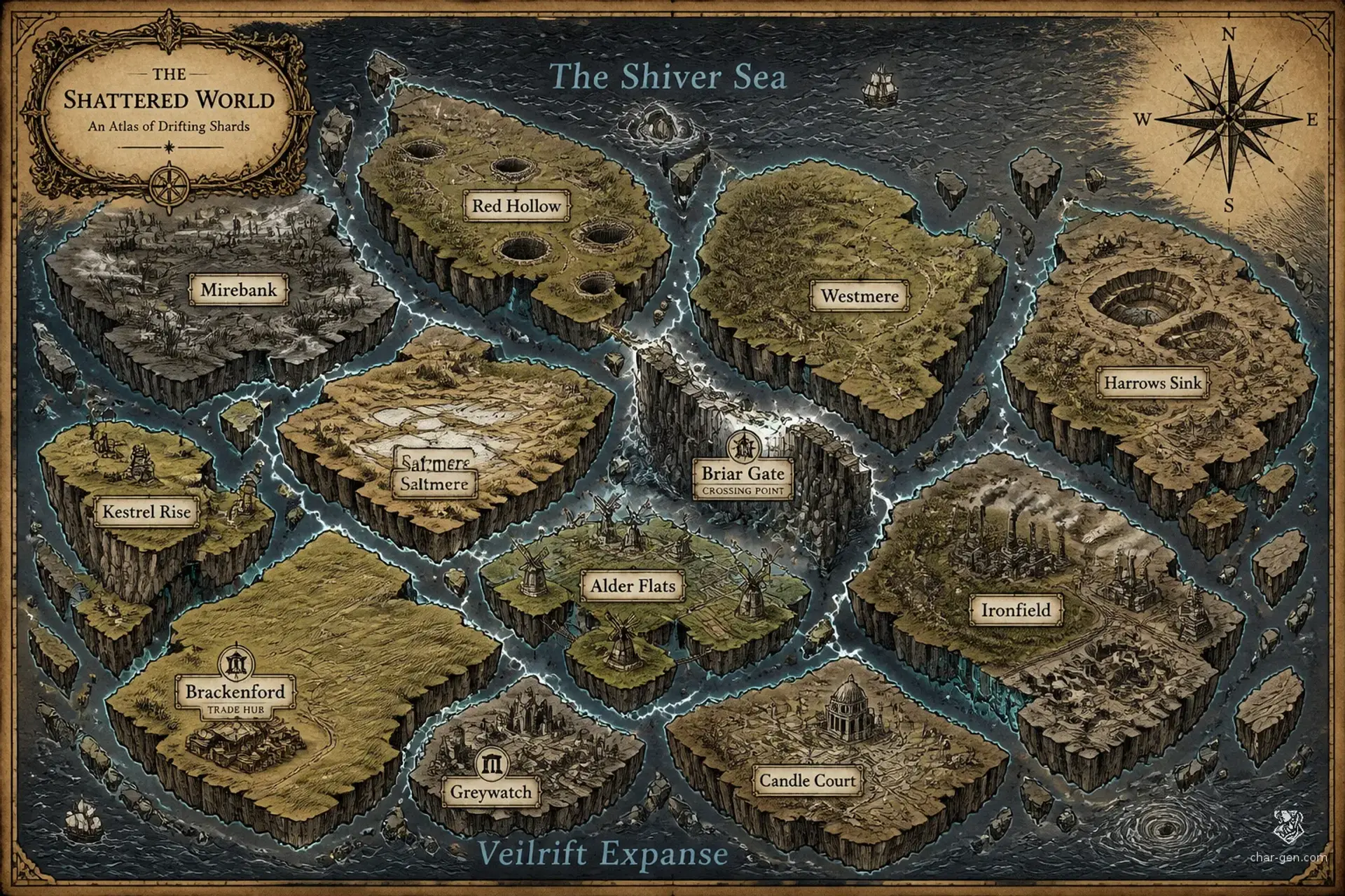 The Fractured March - AI-generated fantasy World