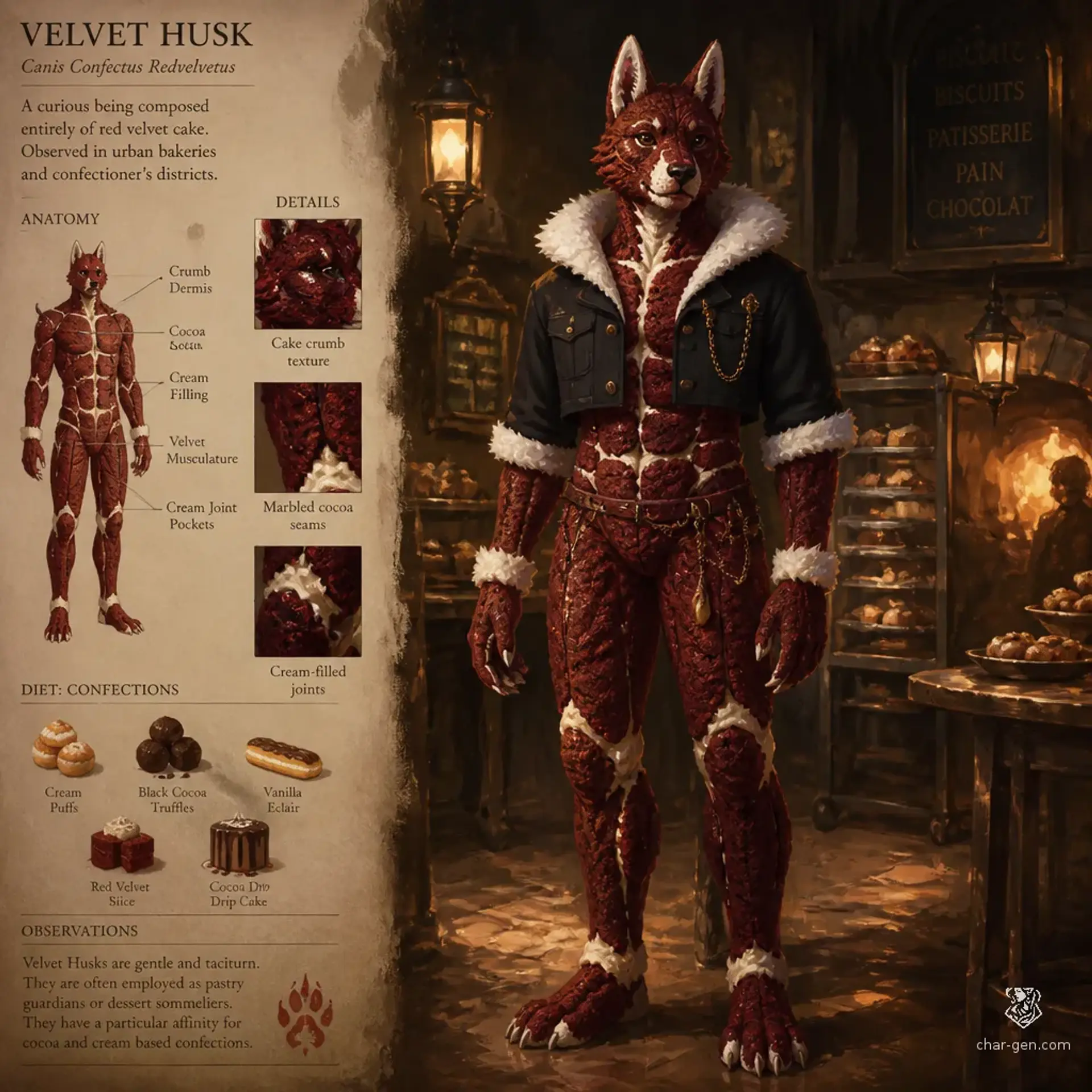 Crimson Velvet Cake Hound - AI-generated fantasy Species