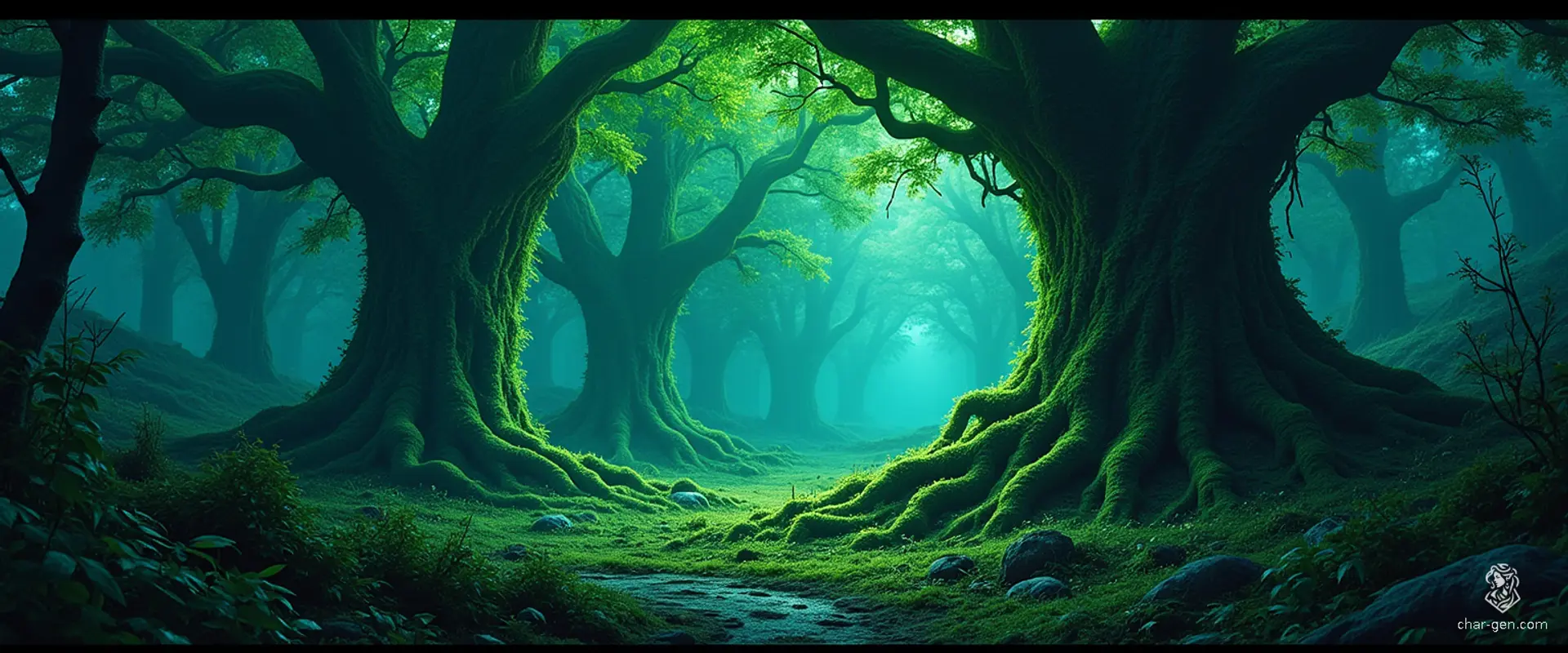 The Forest of Lost Echoes is a mystical realm where towering ancient trees, draped in luminescent moss, loom above. Their rustling leaves whisper age-old secrets in the shadowy gloom, while a hauntingly sweet aroma permeates the air, enveloping wanderers in an atmosphere of enchanting melancholy.