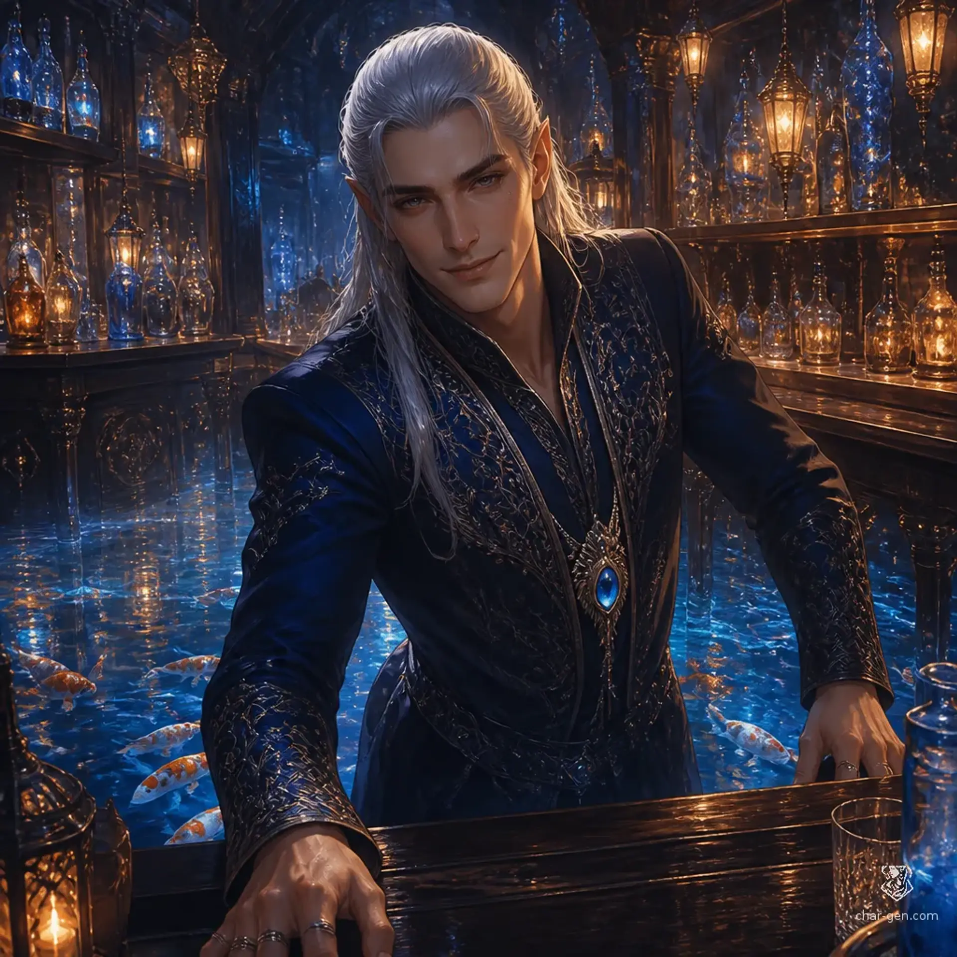 The Argent Peacock - AI-generated fantasy Tavern