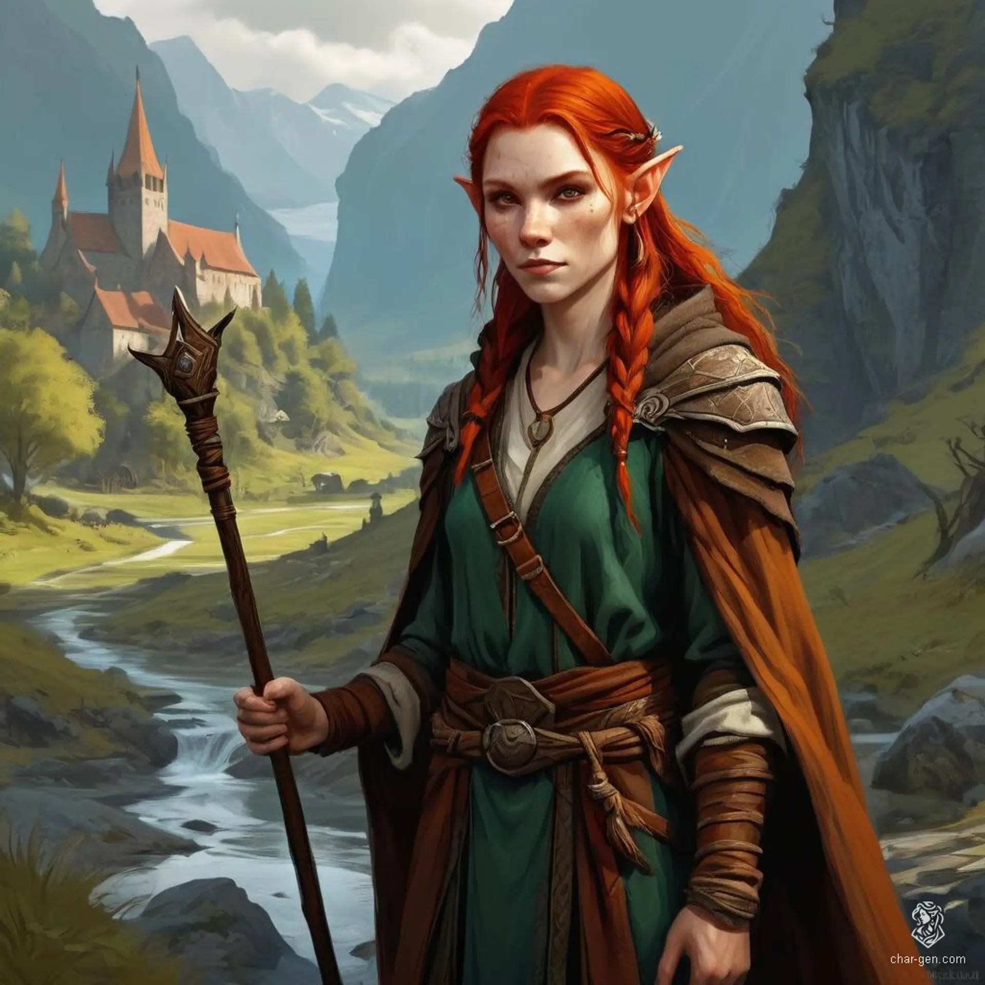 Keyleth, a 17-year-old Half-Elven druid of fair skin and cherry-red hair, hails from the Air tribe of the Ashari. Despite her lack of physical or mental prowess, her exceptional wisdom and natural affinity with animals and elements guide her Aramente journey to succeed her father as headmaster.