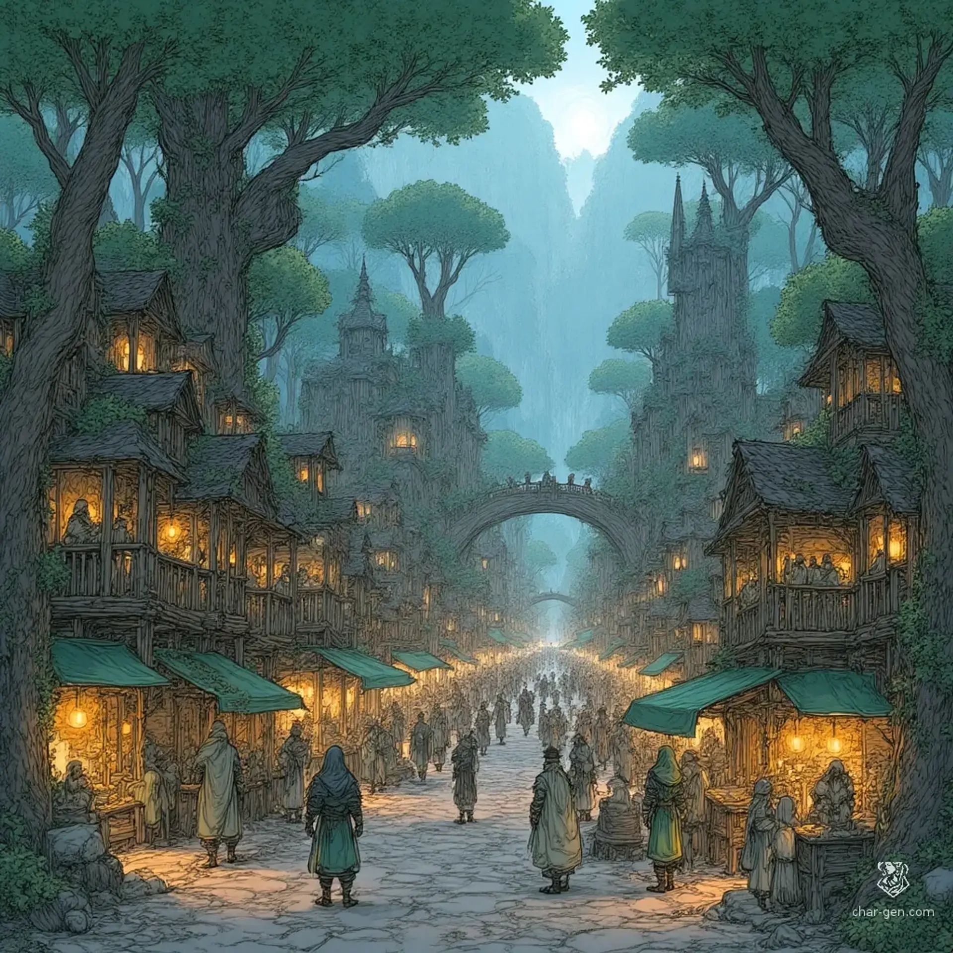Aeloria Crossroads - AI-generated fantasy Settlement