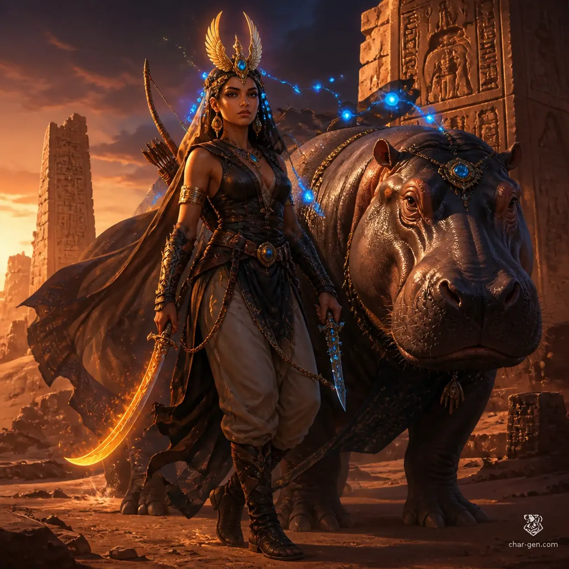 Amunet Goldeneyes - AI-generated fantasy Character