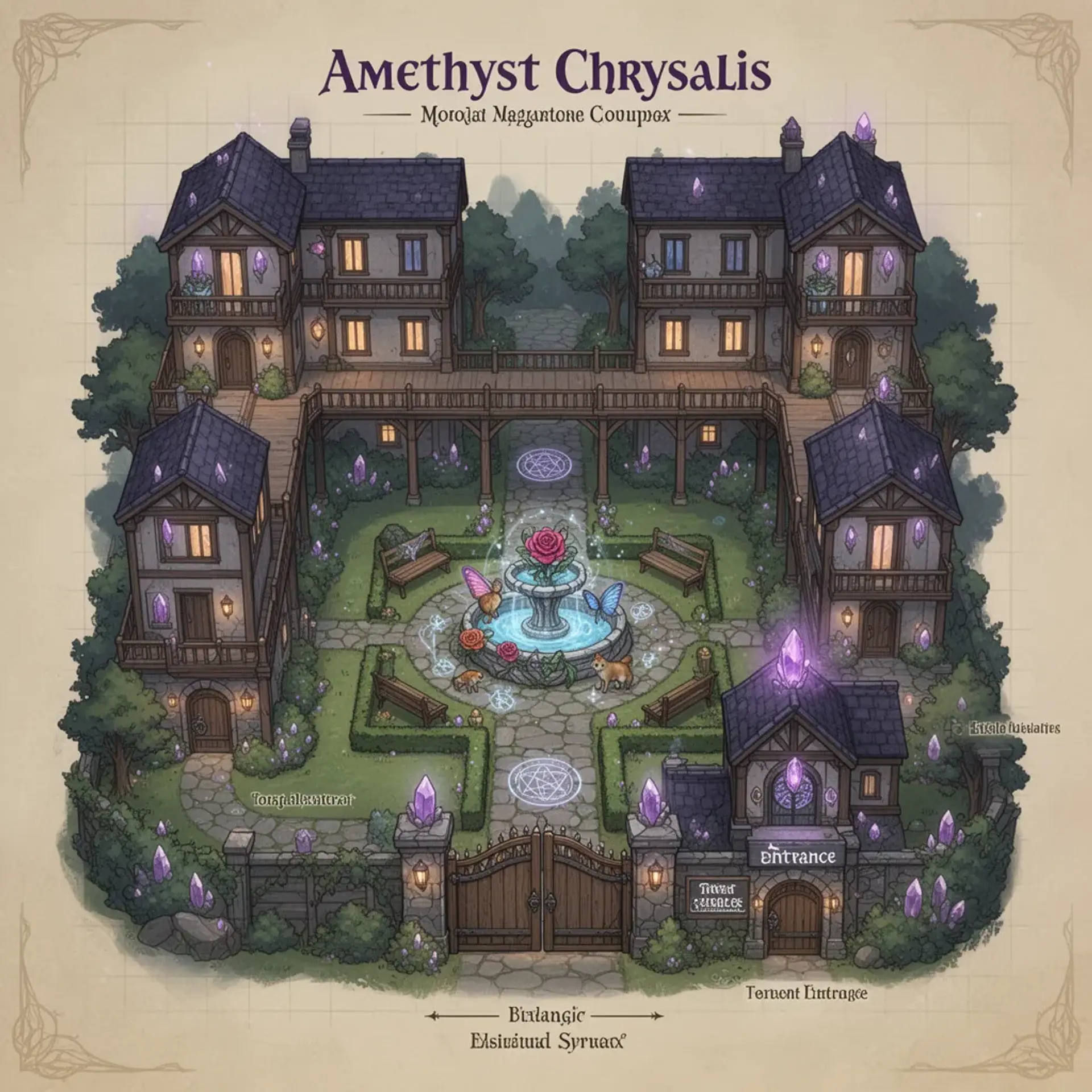 The Amethyst Chrysalis - AI-generated fantasy Settlement