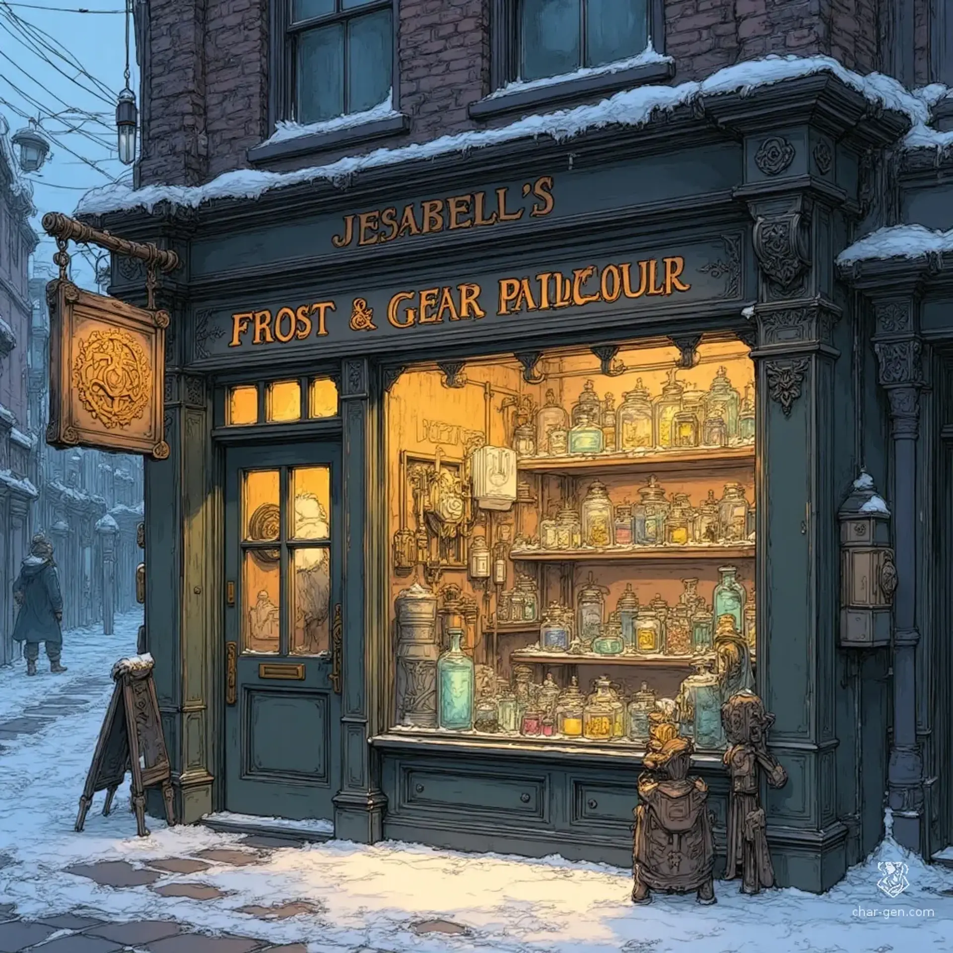 Jesabell's Frost & Gear Parlour - AI-generated fantasy Shop