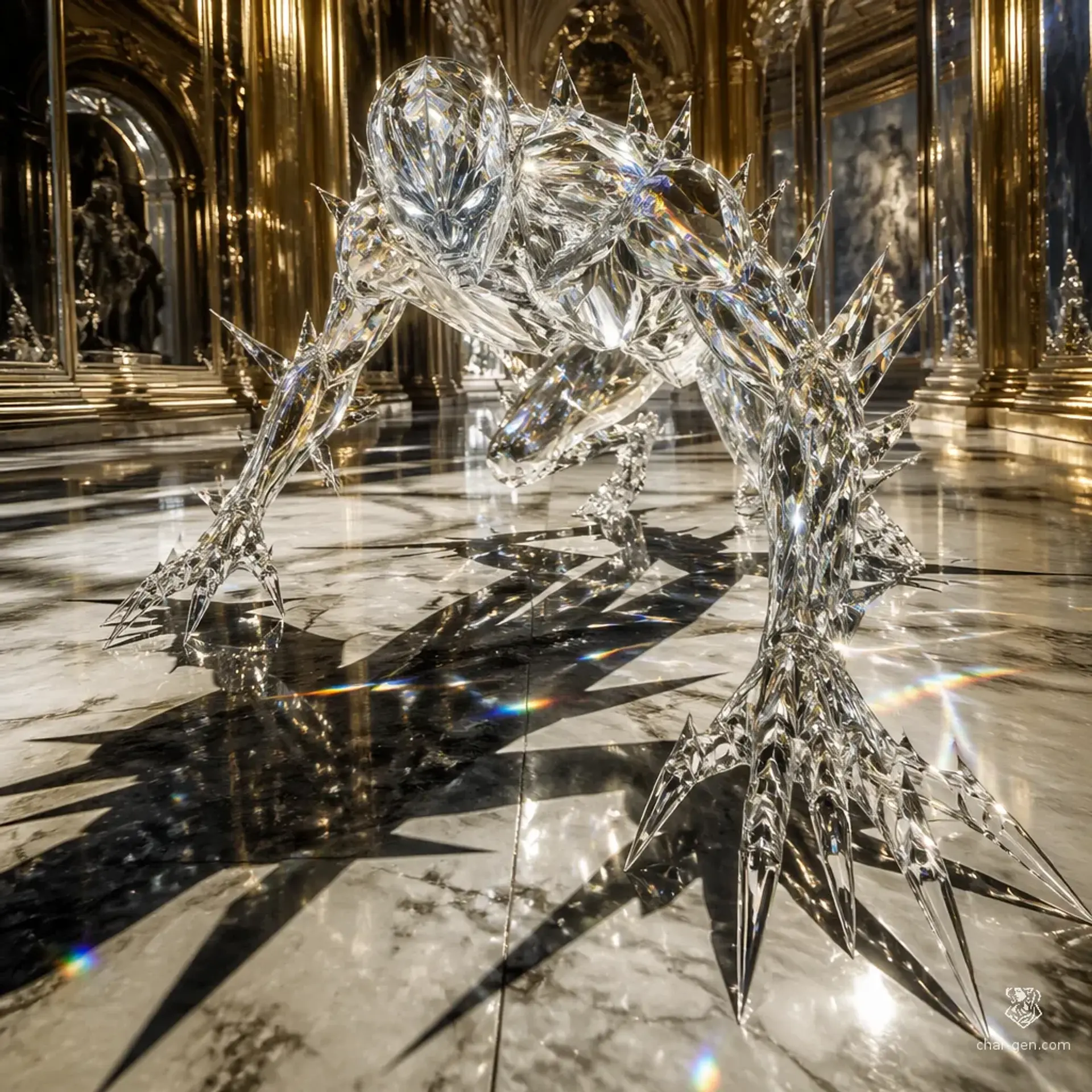 Glass-Cursed Stalker - AI-generated fantasy Monster