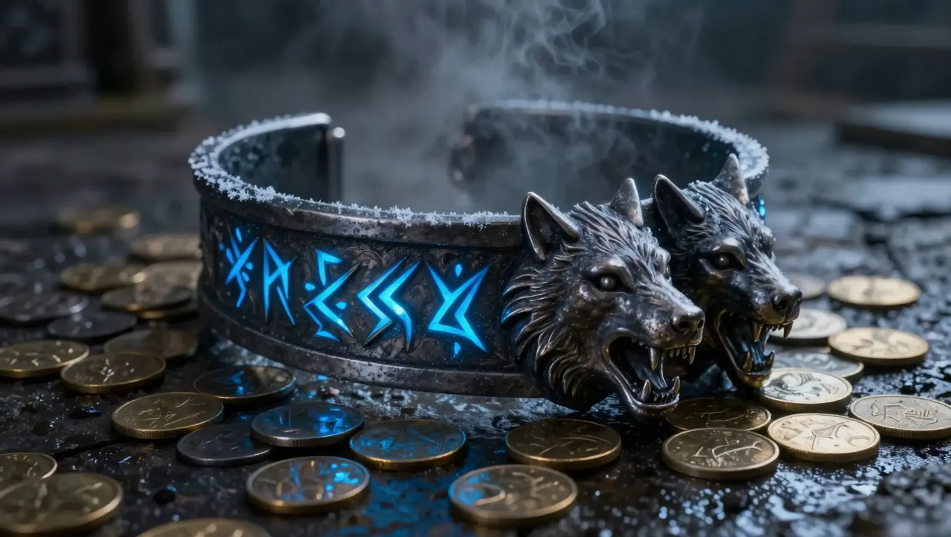Fjolnir's Cold-Forged Collar - AI-generated fantasy Magic Item