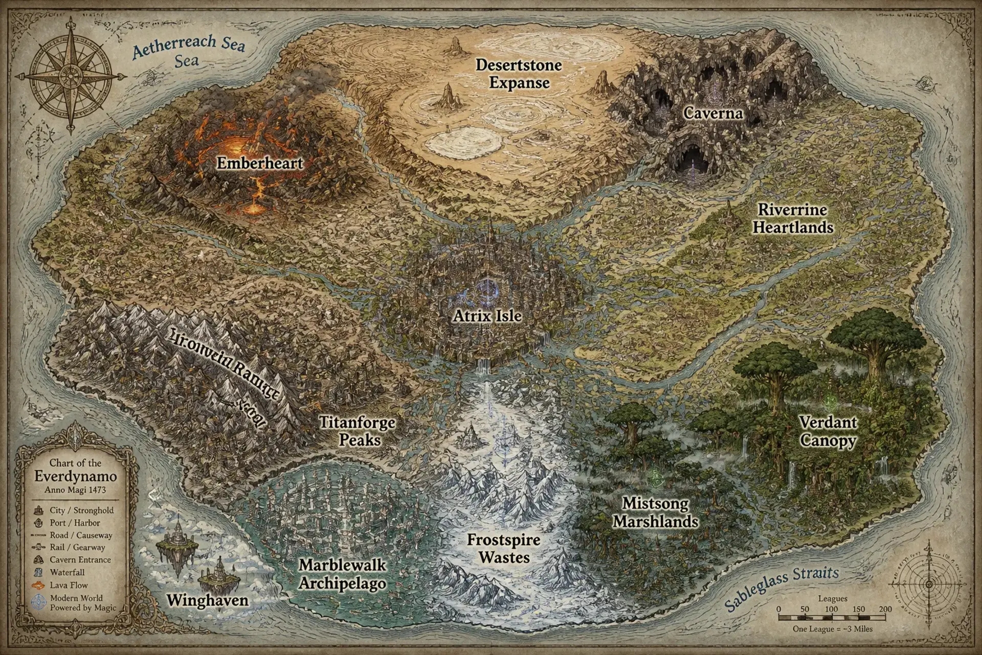 Atrix Isles - AI-generated fantasy World