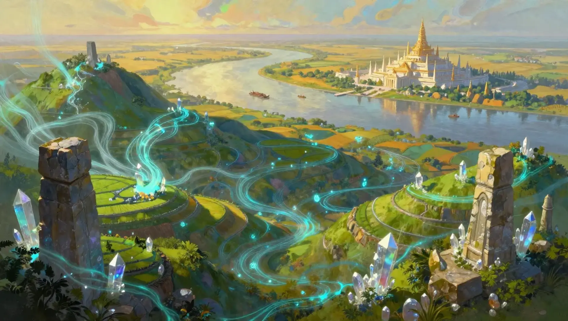 The Argent Flowlands - AI-generated fantasy Region