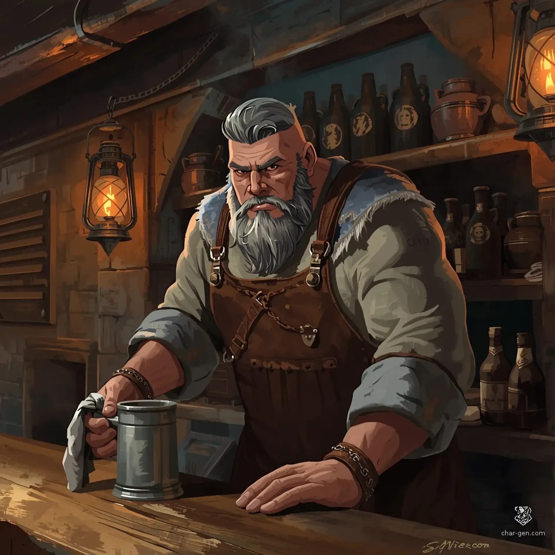 The Miner's Grin - AI-generated fantasy Tavern