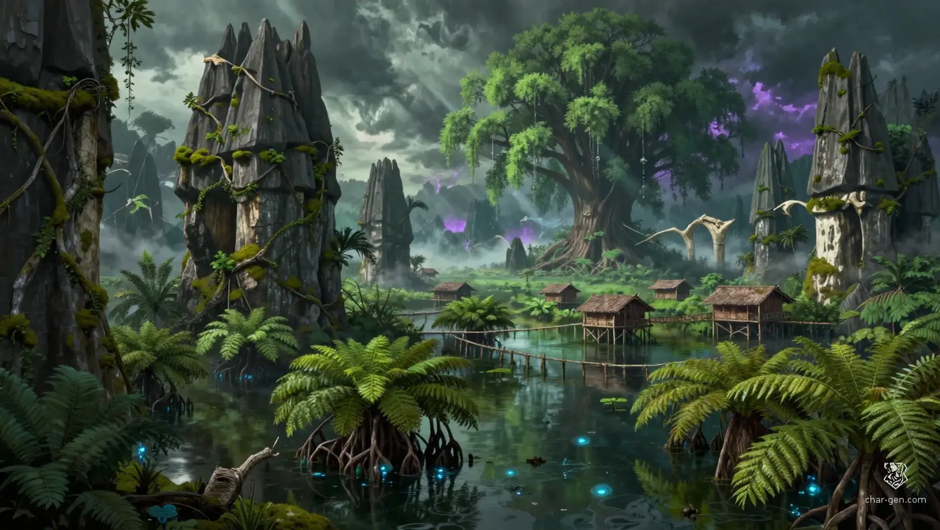 The Verdant Mire - AI-generated fantasy Region