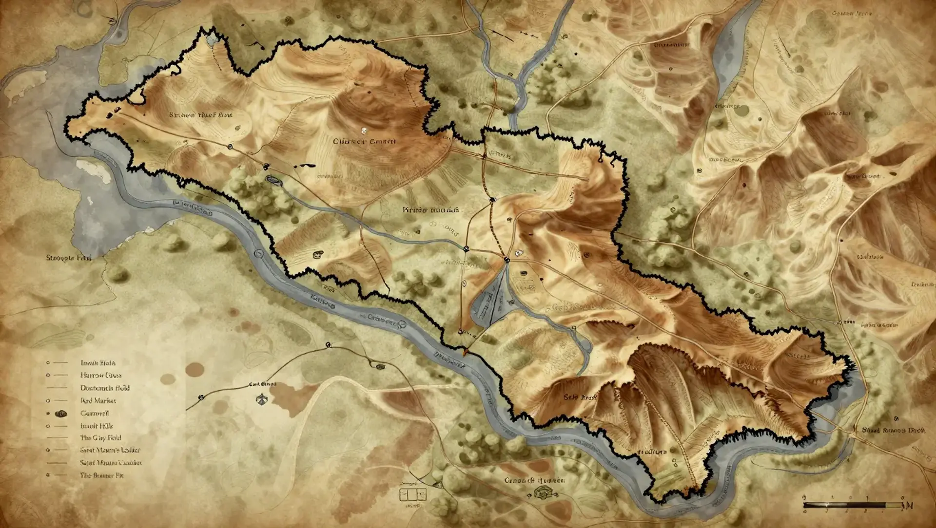 The Ash Hills - AI-generated fantasy Region