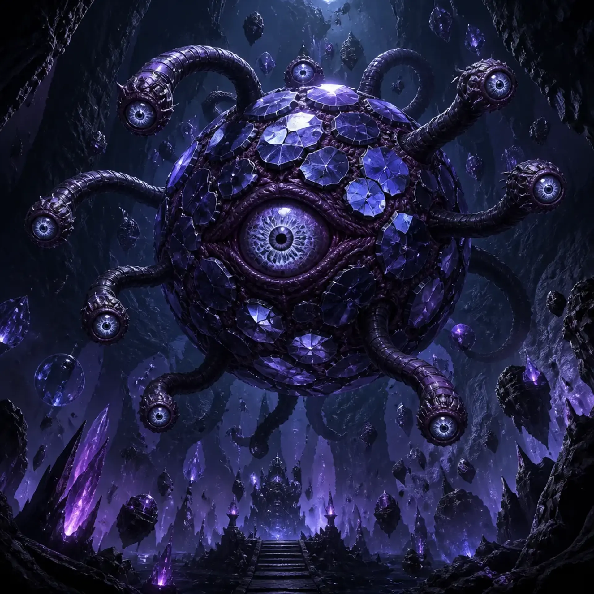 Void-Plated Eye Tyrant - AI-generated fantasy Monster