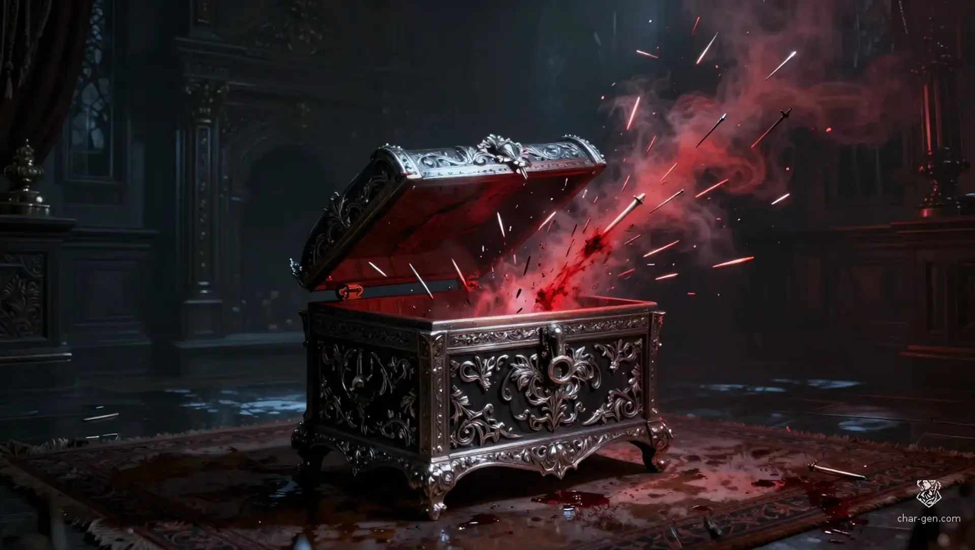 Sanguine Coffer of the Mocking Host - AI-generated fantasy Hazard