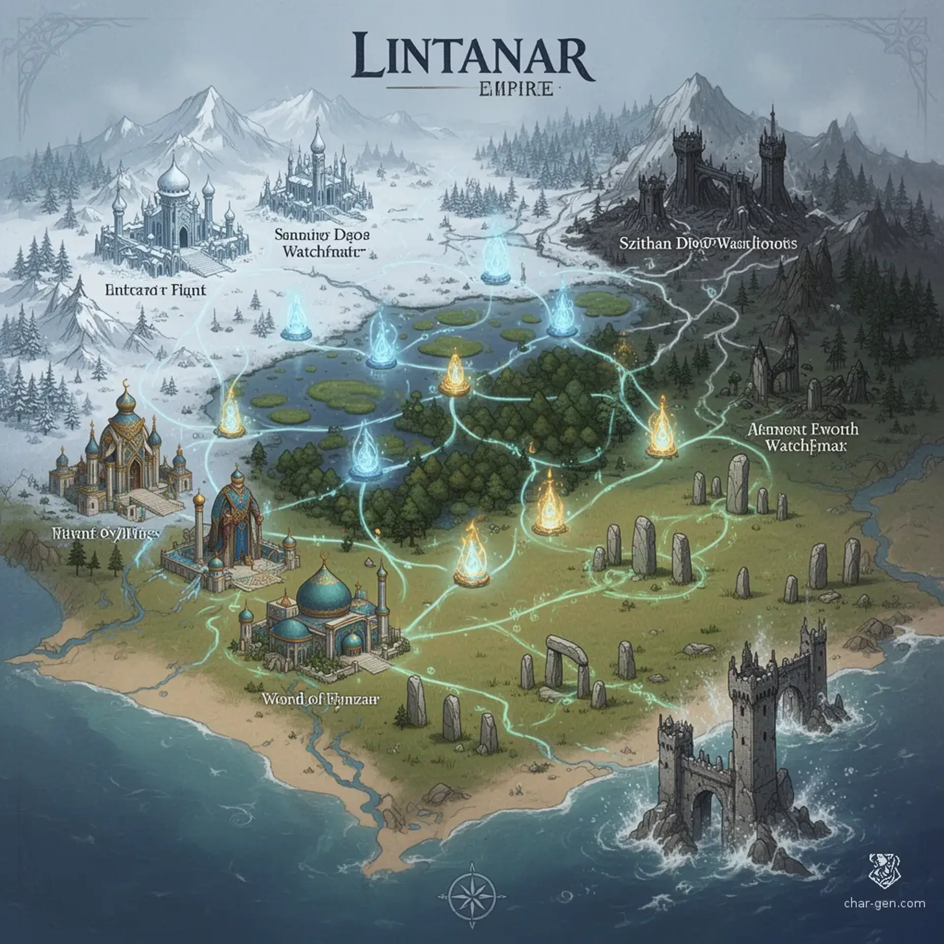 The Lintanar Empire - AI-generated fantasy Region