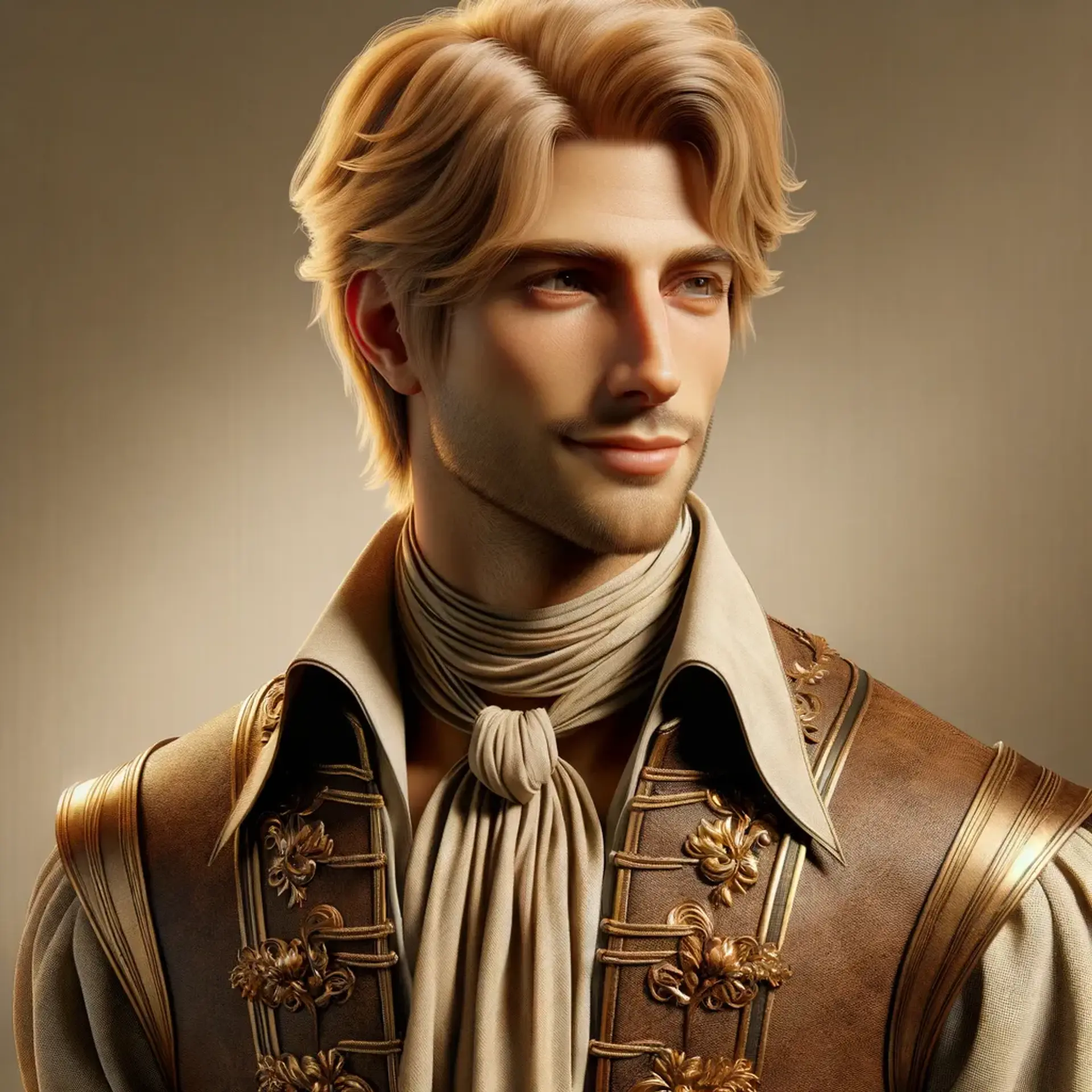 A sharp-witted, elegant thief in his early 30s, he blends seamlessly among nobles and merchants as a charming courtier. With noble blonde hair, light skin, and a captivating smile, he’s a master manipulator draped in fine clothes, always concealing his true cunning beneath a polished facade.