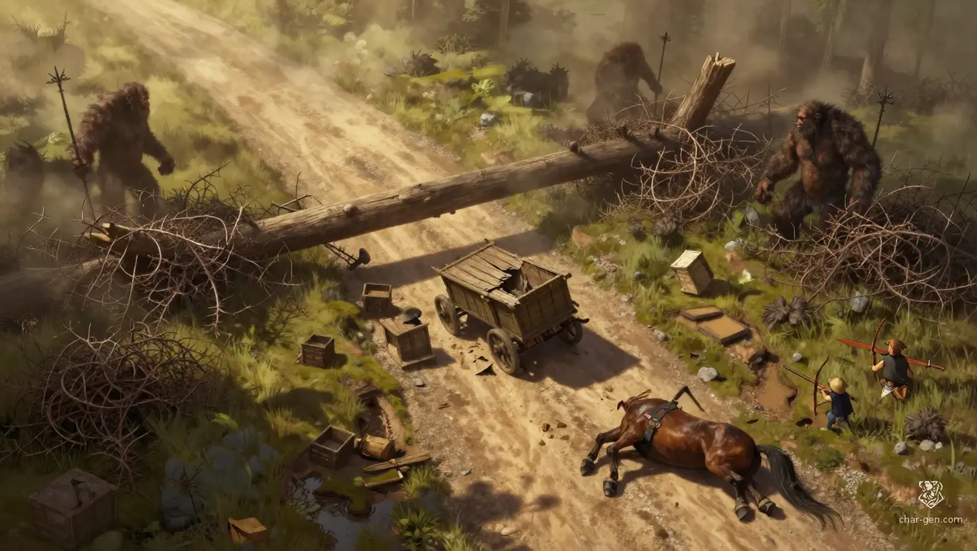 Save the Wagon at the Road Bend - AI-generated fantasy Encounter
