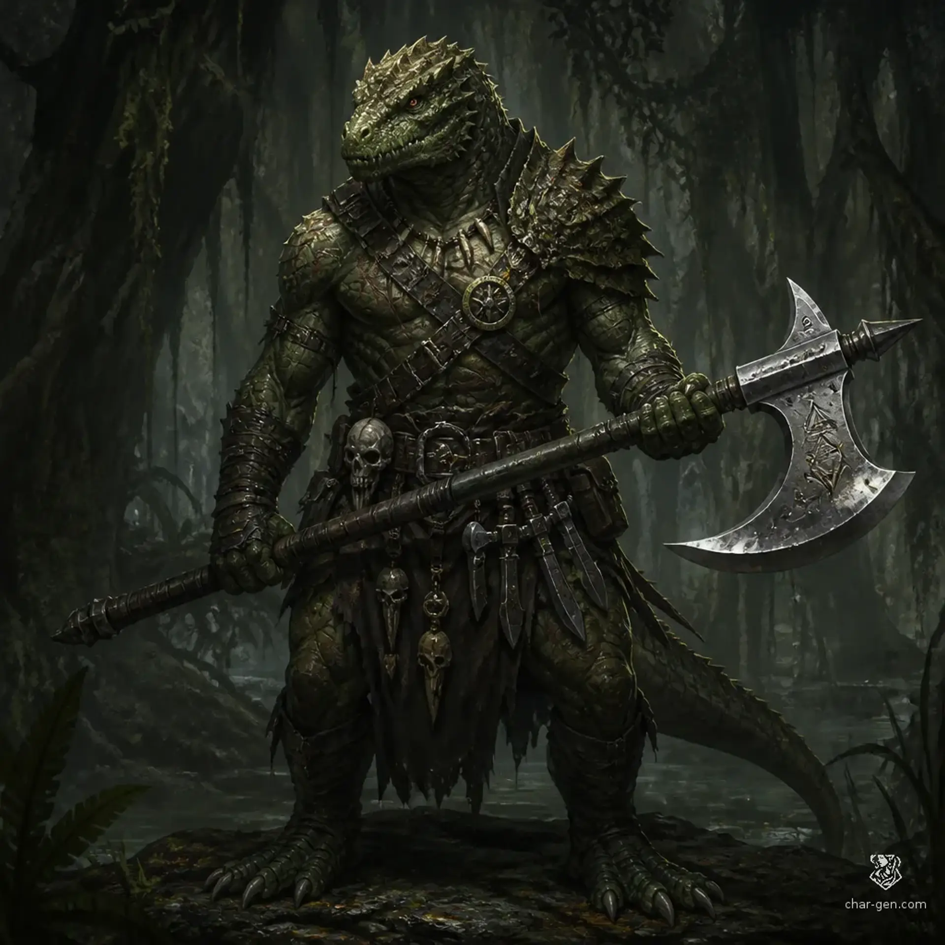 Veshk Ironscale - AI-generated fantasy Character