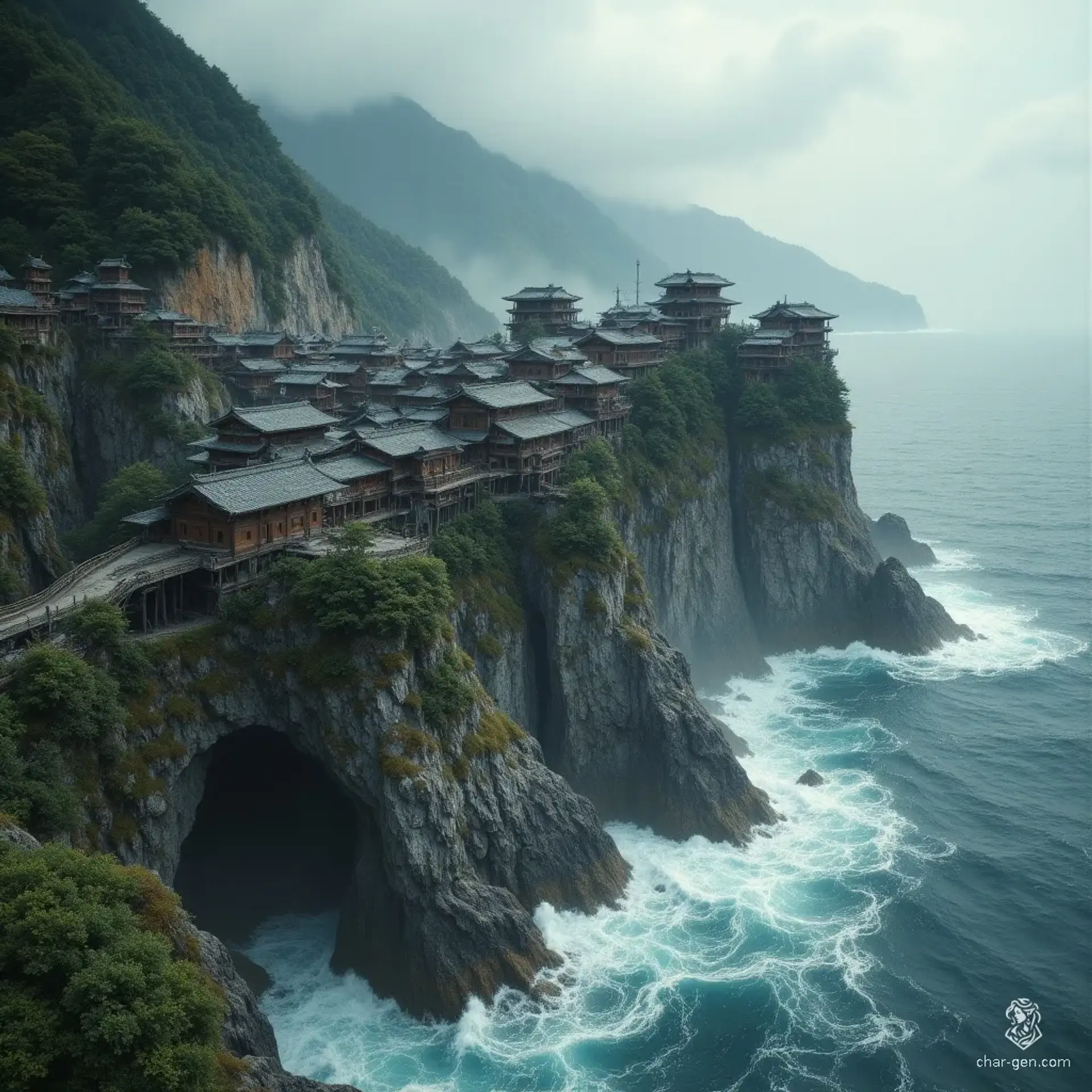 Hanamizu - AI-generated fantasy Settlement