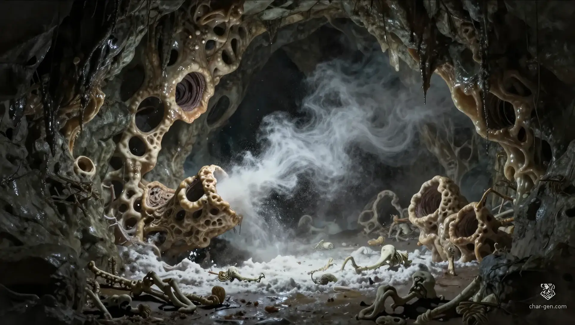 Caustic Breath Bloom - AI-generated fantasy Hazard