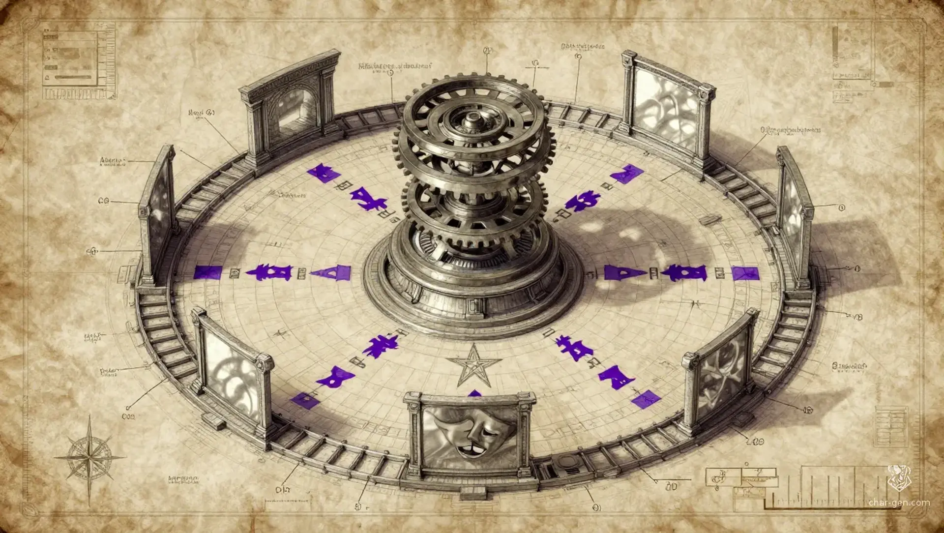The Shifting Hall of Smiling Glass - AI-generated fantasy Puzzle