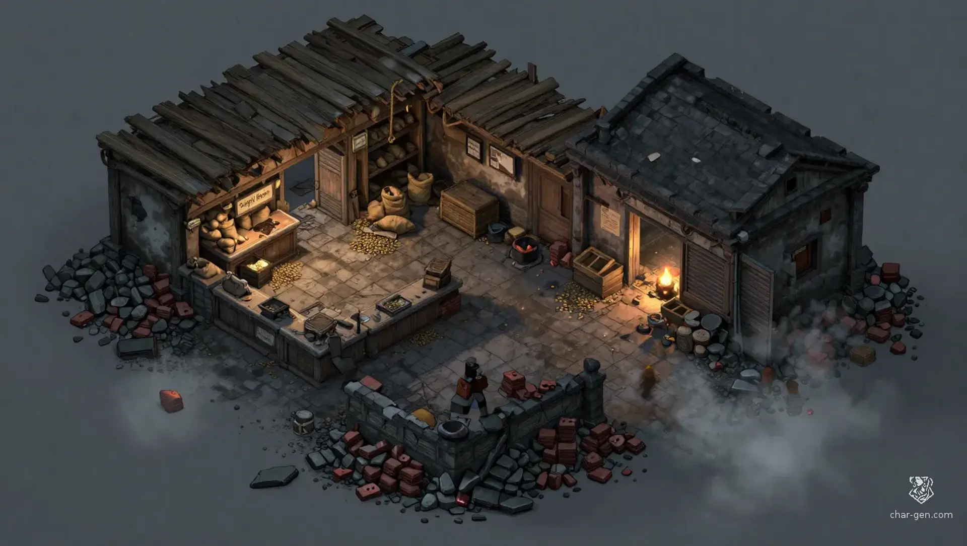 The Food in the Ruined Store - AI-generated fantasy Encounter