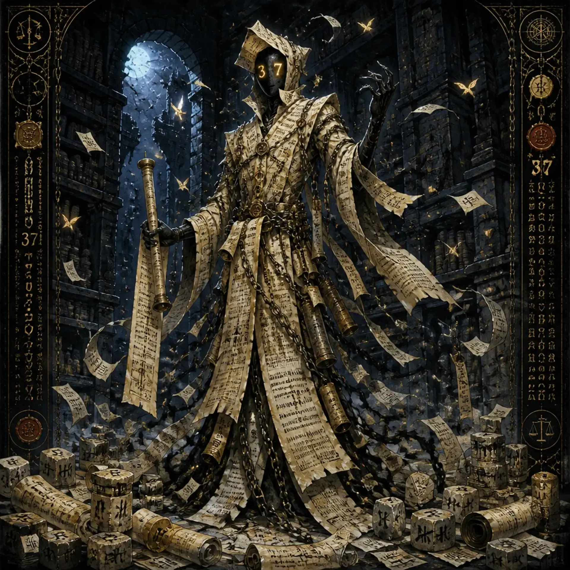 Ledger Warden of the Watchtower - AI-generated fantasy Monster