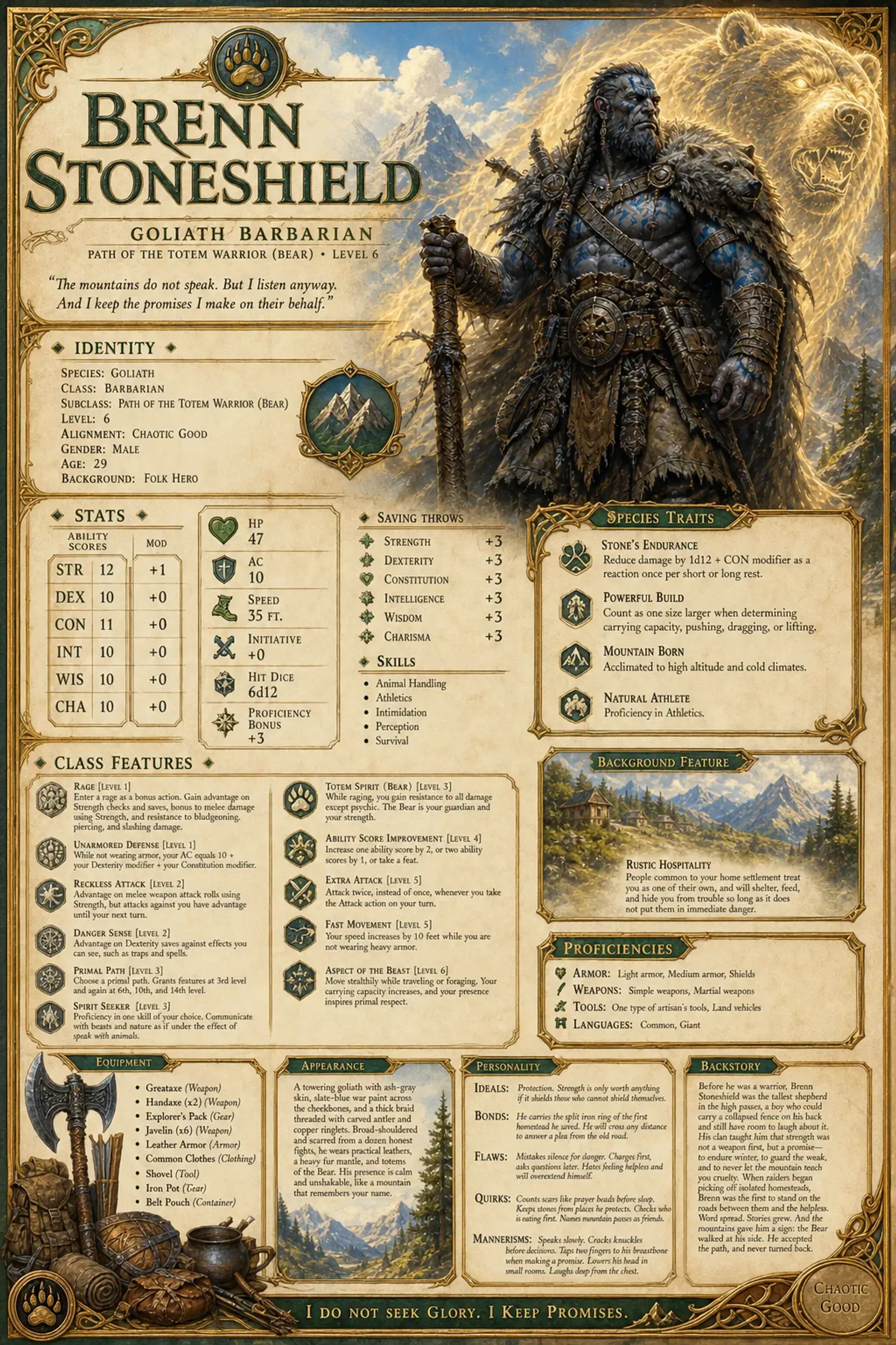 Character Sheet