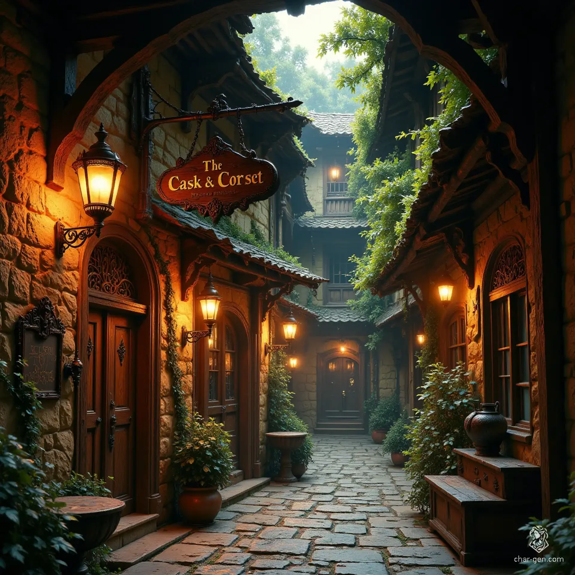 The Cask & Corset - AI-generated fantasy Tavern
