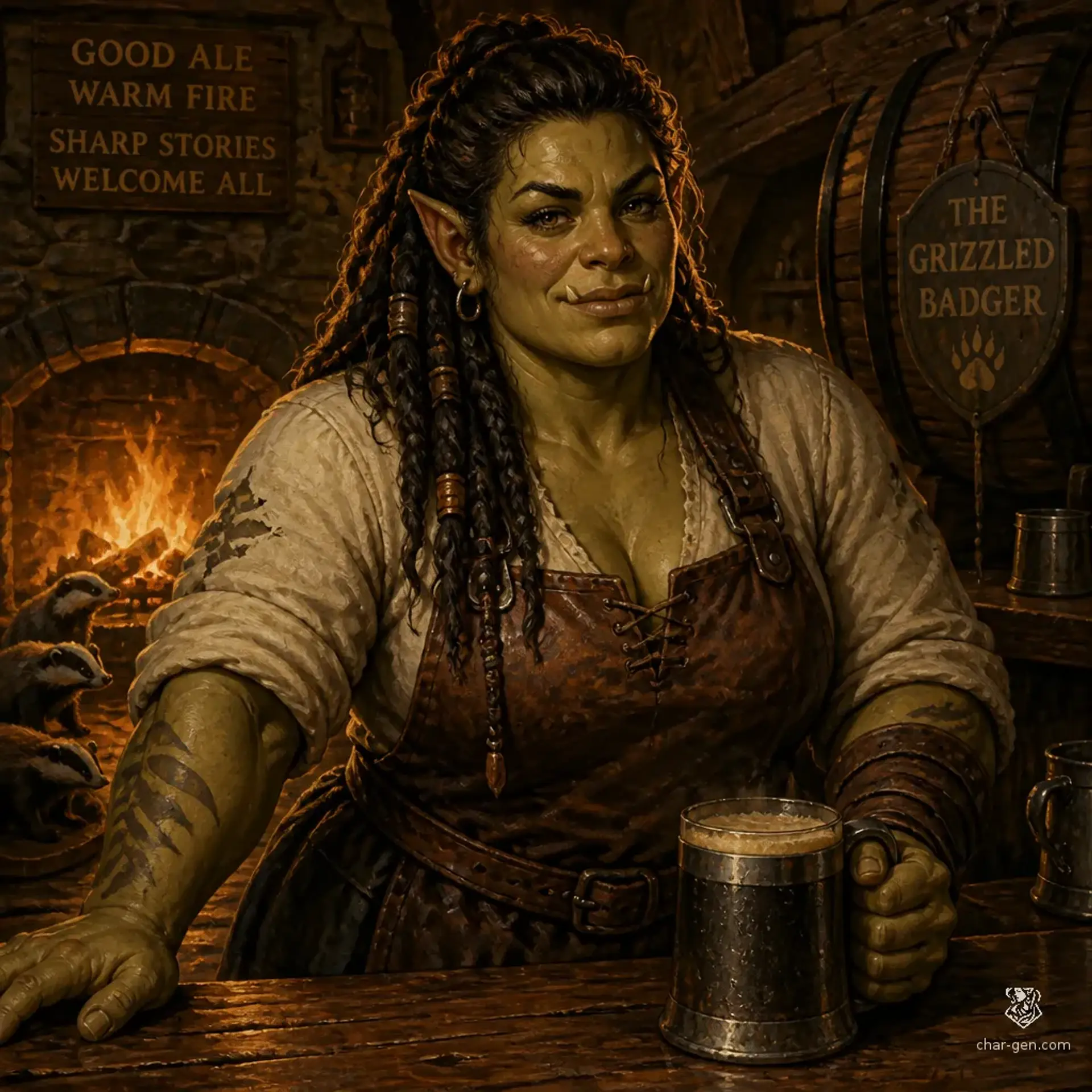 The Sleepy Badger - AI-generated fantasy Tavern