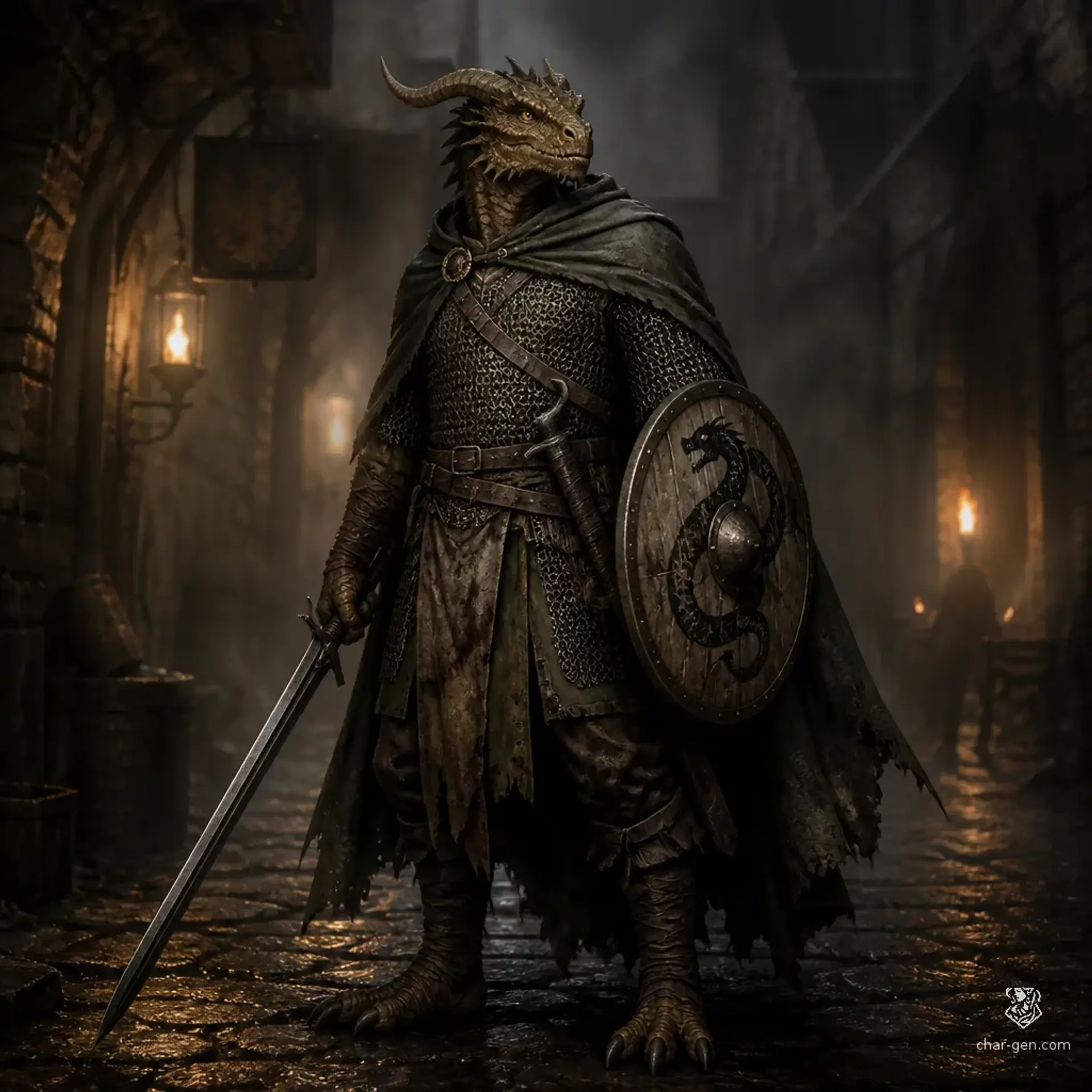 Varkesh Ashscale - AI-generated fantasy Character