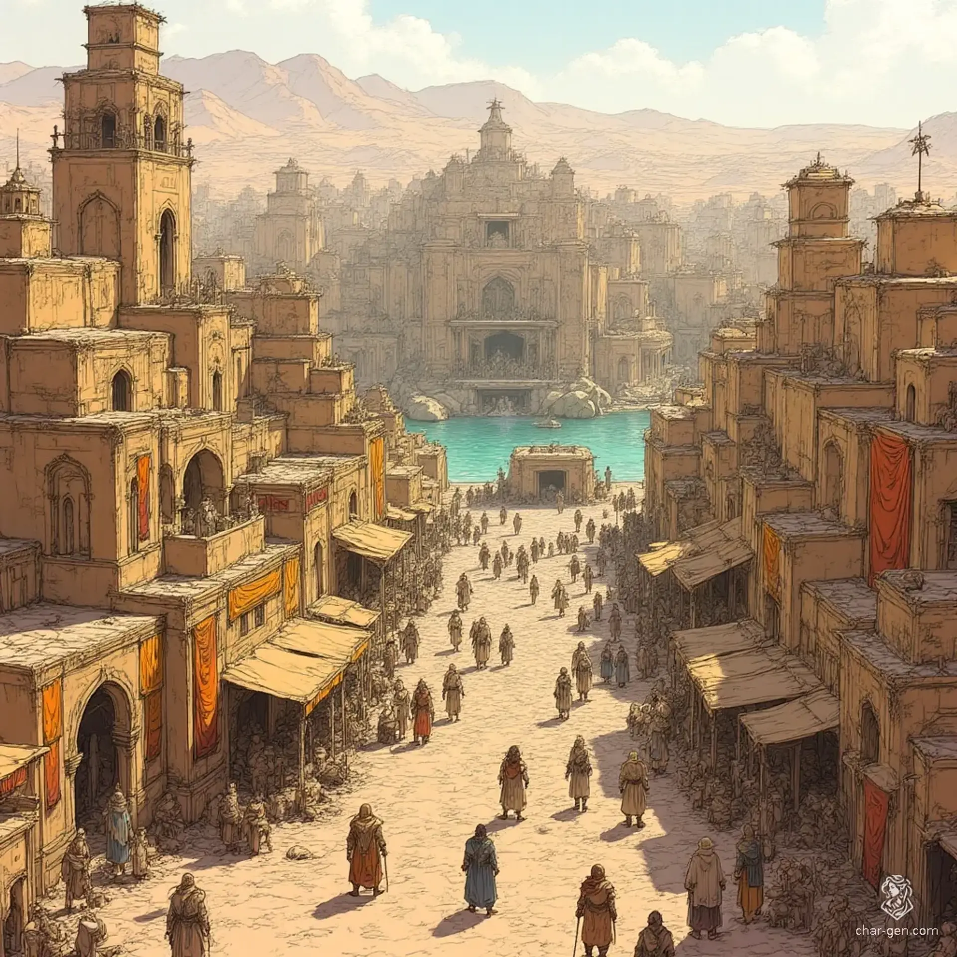 Zahrah’Khir - AI-generated fantasy Settlement