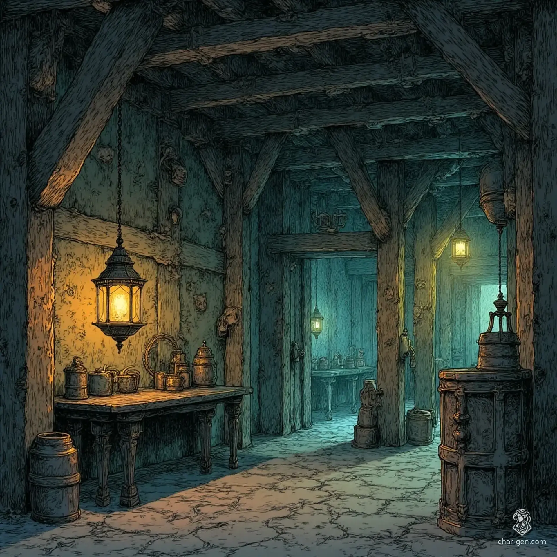 The Veiled Lantern - AI-generated fantasy Tavern