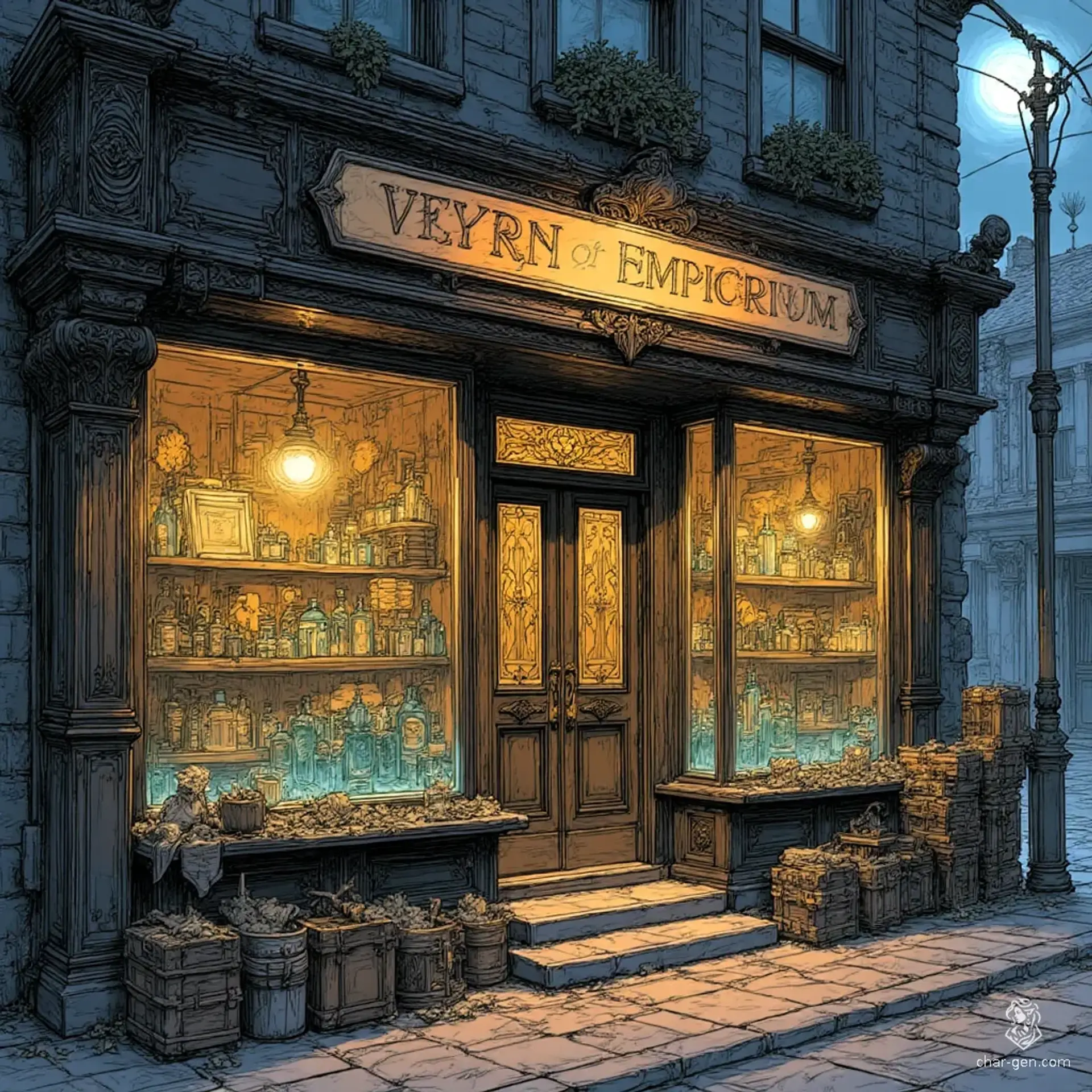 Veyr's Emporium of Arcana & Sundries - AI-generated fantasy Shop