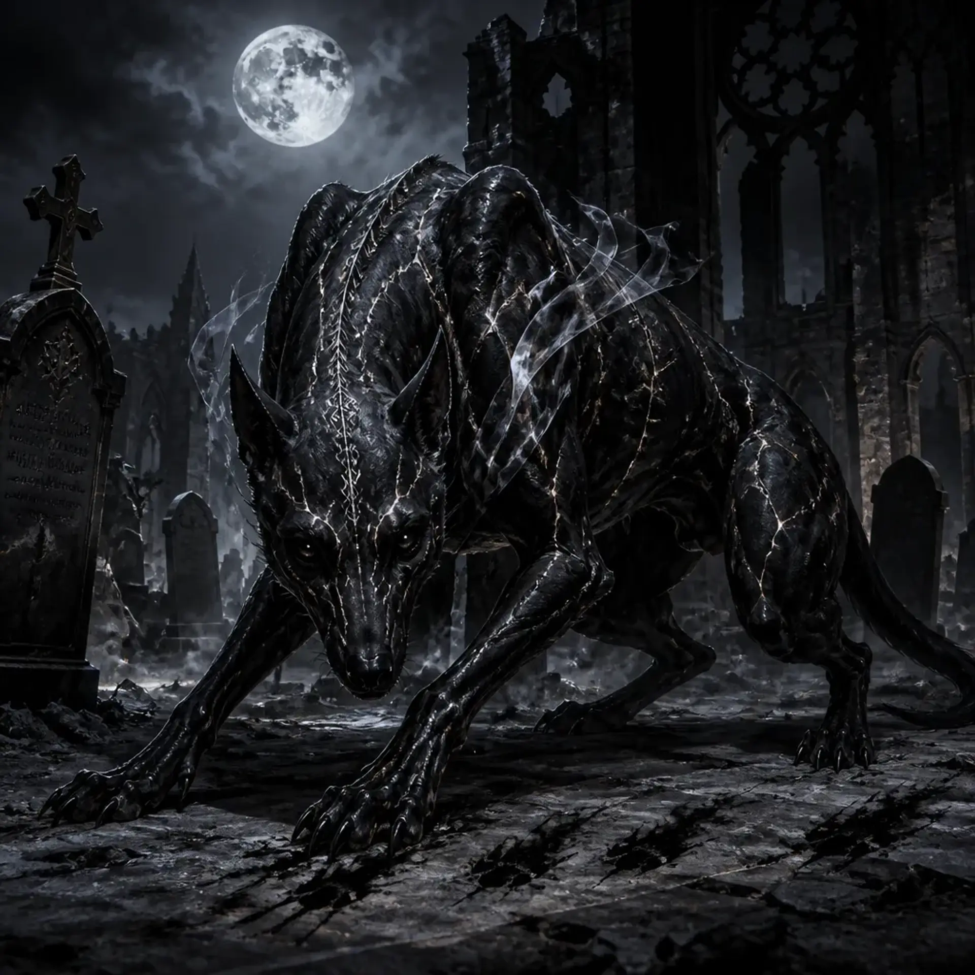 Obsidian Tribunal Shadow Hound - AI-generated fantasy Monster