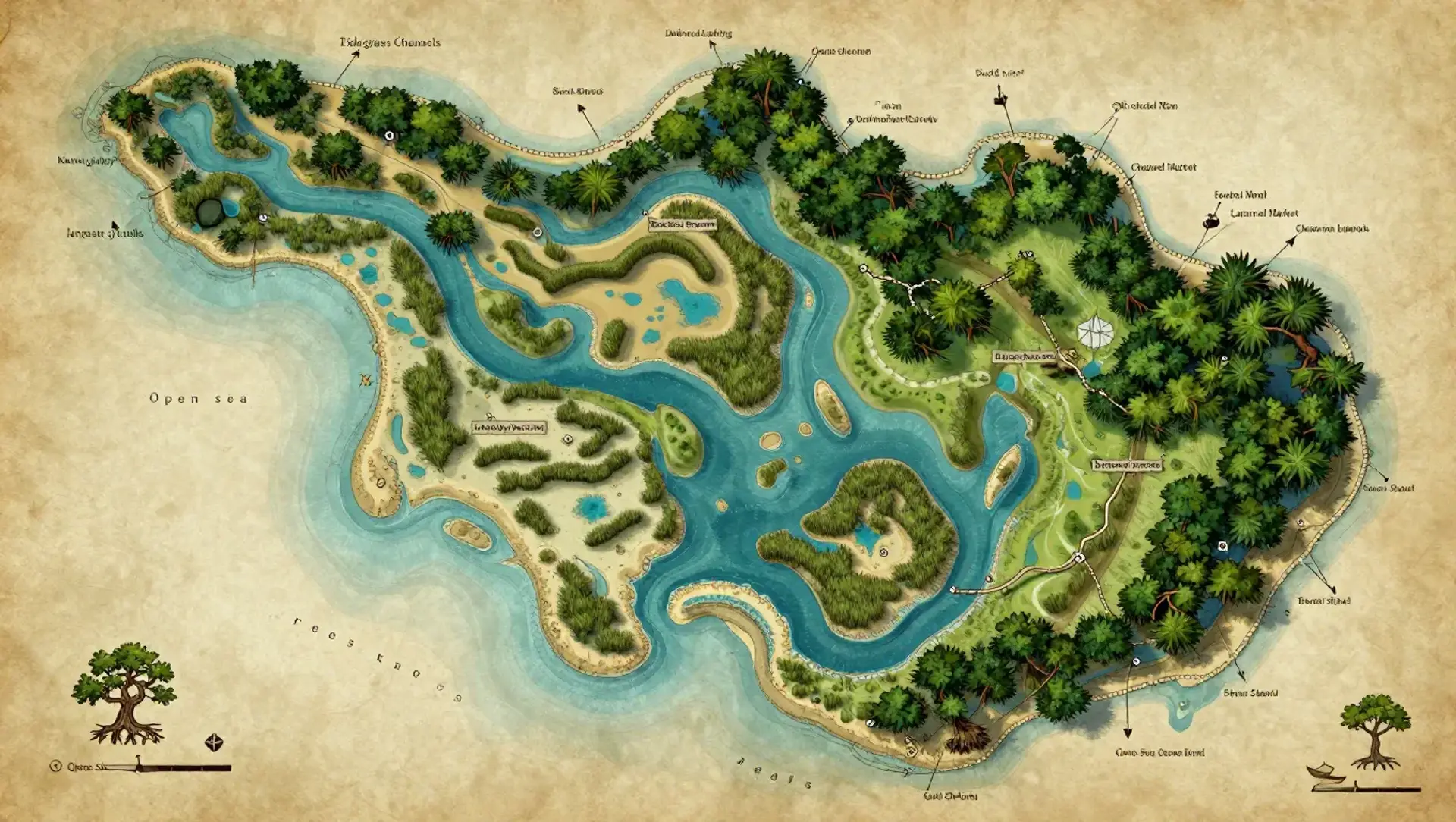 The Drowned Green - AI-generated fantasy Region